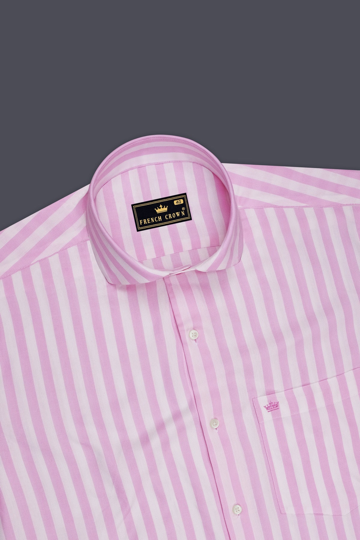 Roséline-Flare Pink And Bright White Candy Striped Super Soft Tencel Dress Shirt