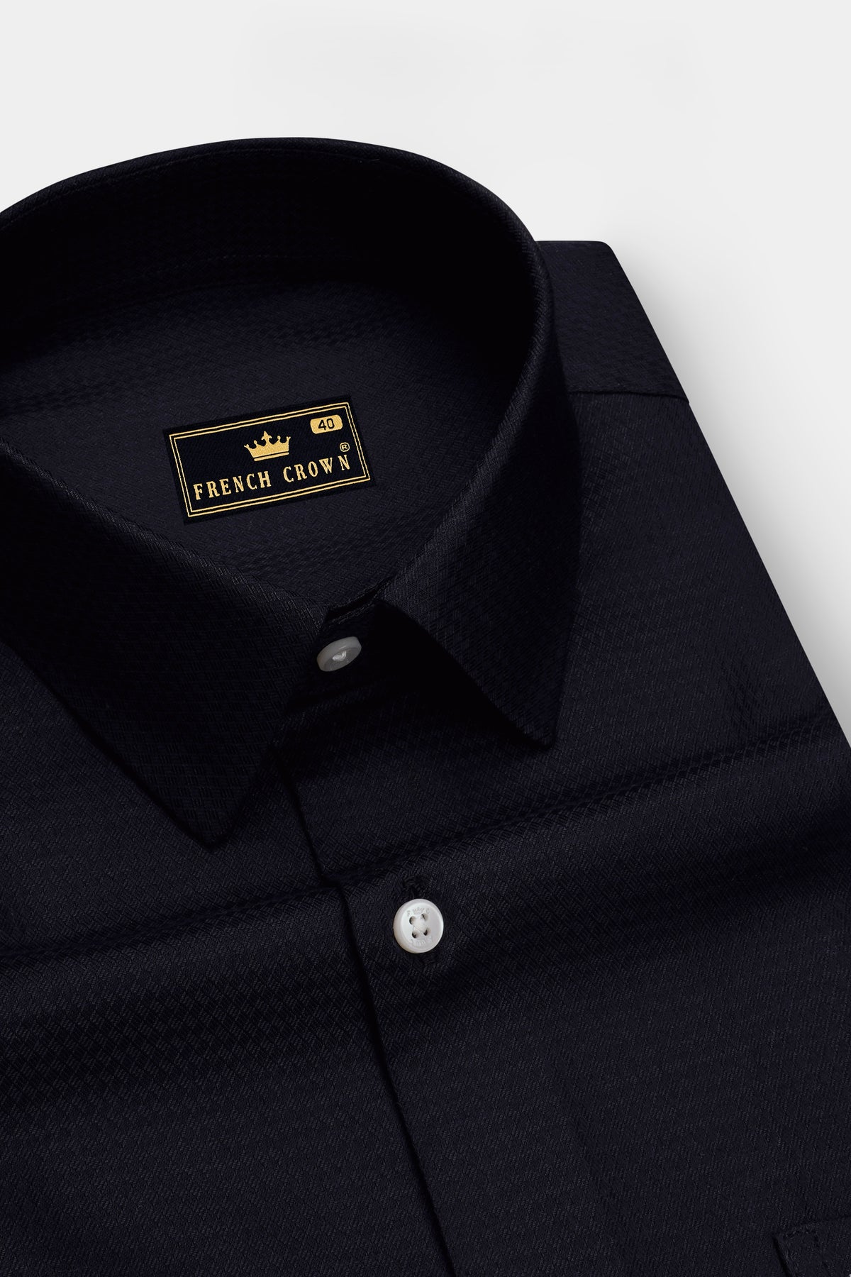 Onyx-Jade Black Jacquard Textured Premium Cotton Dress Shirt
