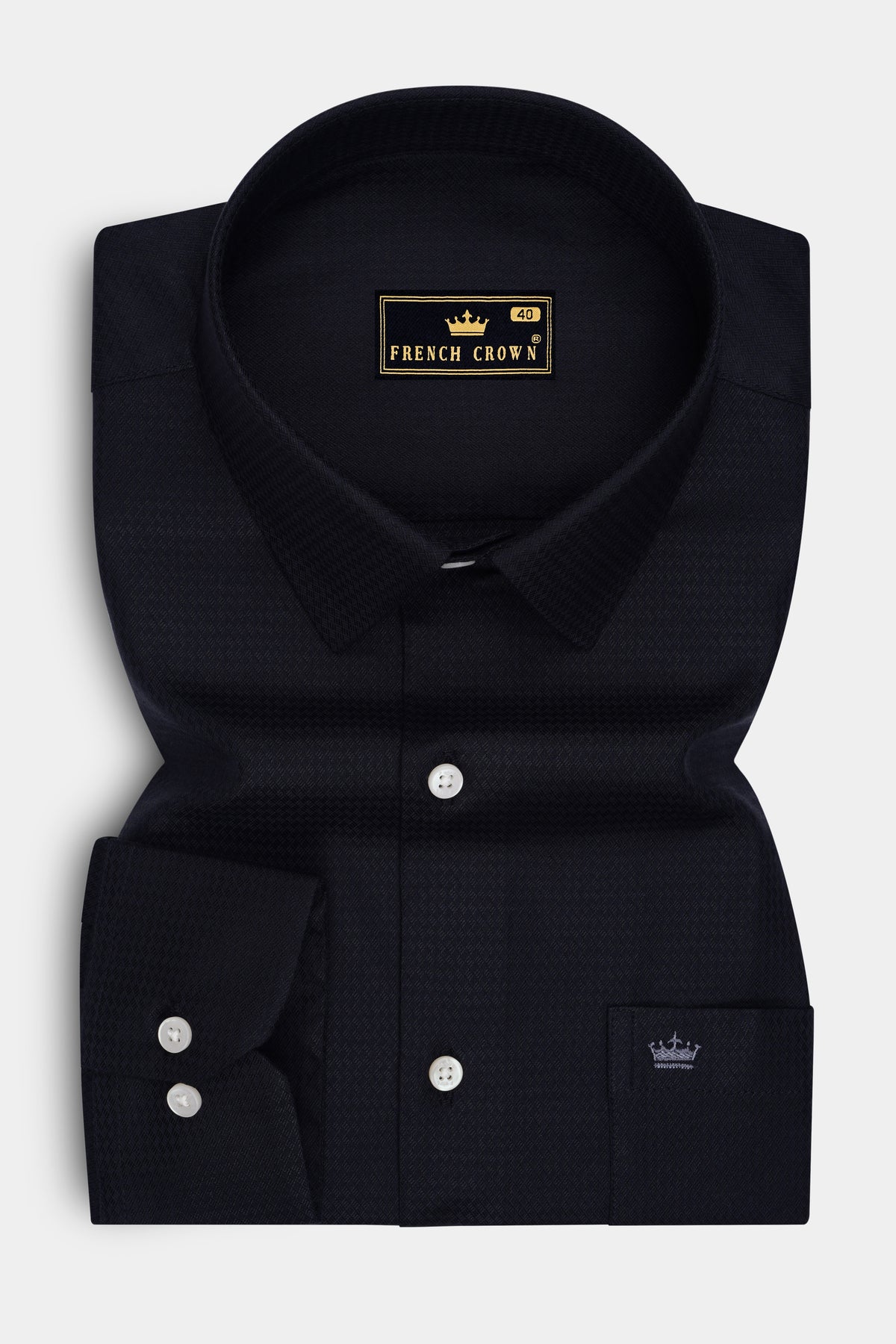 Onyx-Jade Black Jacquard Textured Premium Cotton Dress Shirt