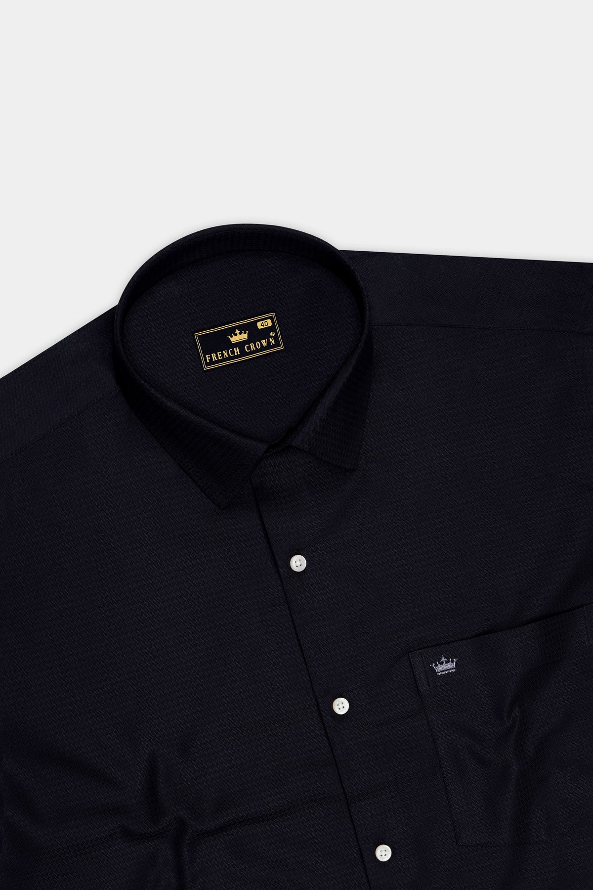 Onyx-Jade Black Jacquard Textured Premium Cotton Dress Shirt
