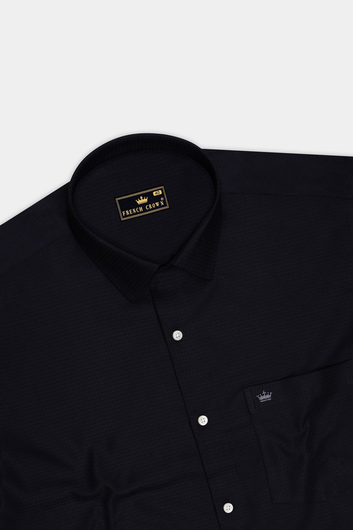 Onyx-Jade Black Jacquard Textured Premium Cotton Dress Shirt