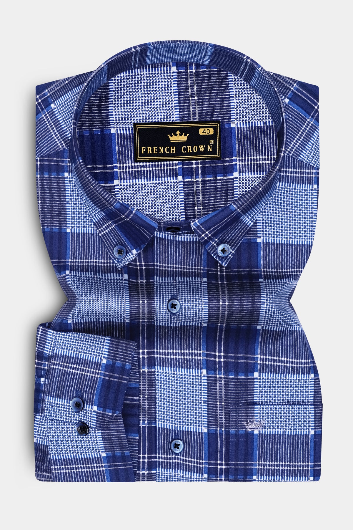 Celest-Zodiac Blue Multi-Check Plaid Subtle Sheen Soft Premium Cotton Semi Formal Shirt