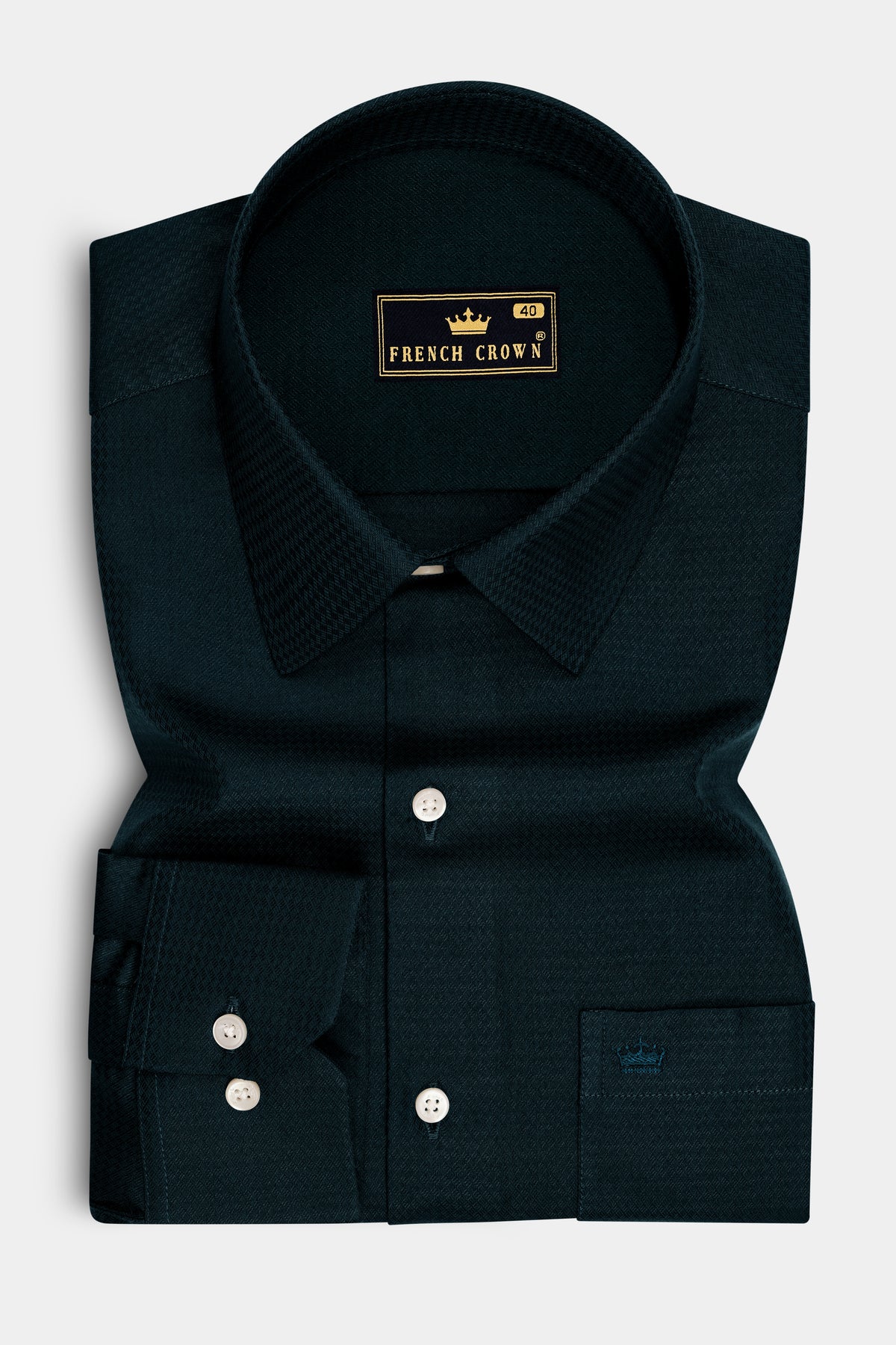 Sylvan-Aztec Green Jacquard Textured Premium Cotton Dress Shirt