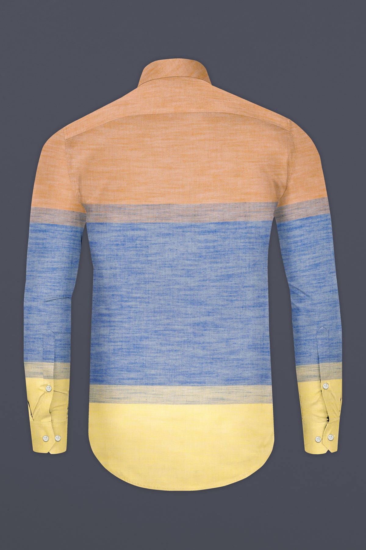 Mosaic-Tumbleweed Orange And Koi Blue Color Block Printed Jacquard Textured Premium Cotton Casual Shirt