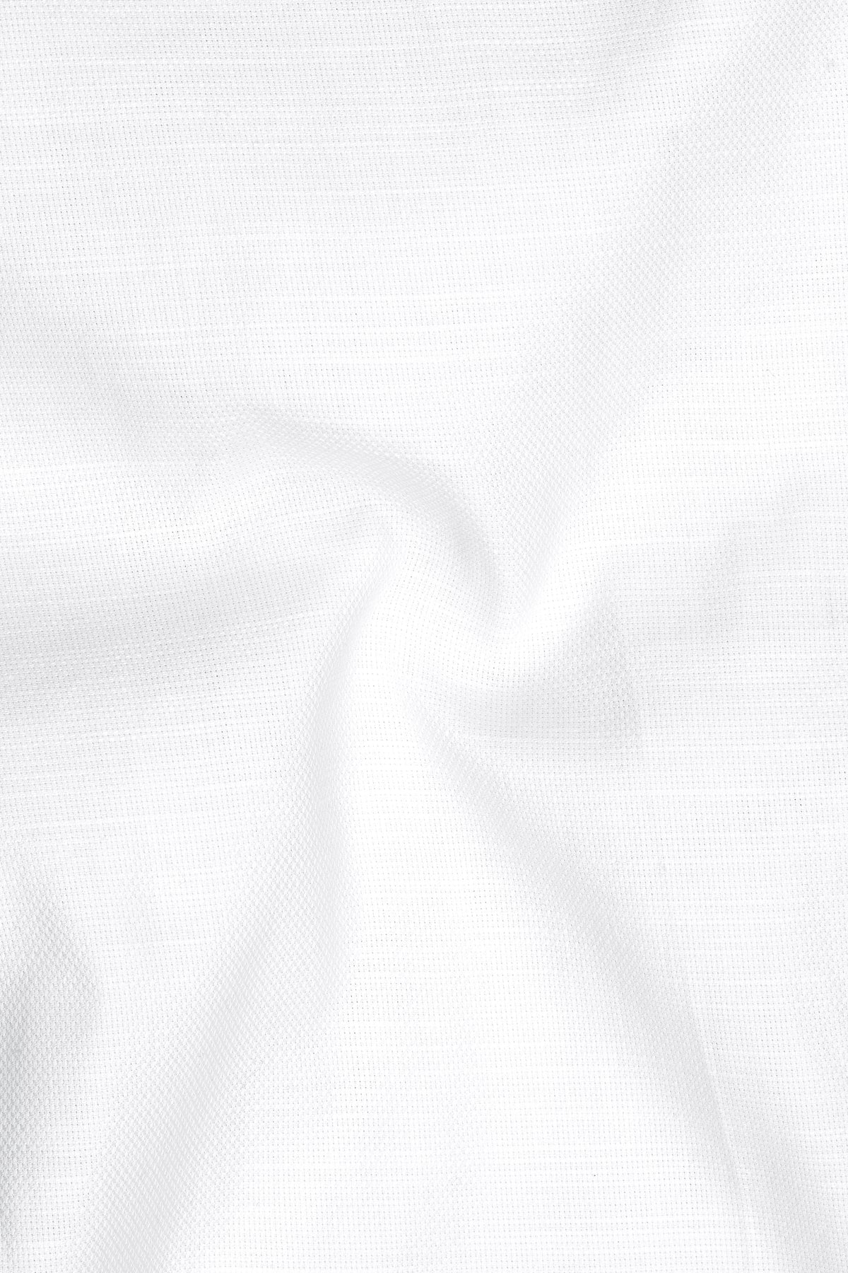 Alvion-Bright white Dobby Textured Premium Giza Cotton Mandarin Collar Casual Shirt