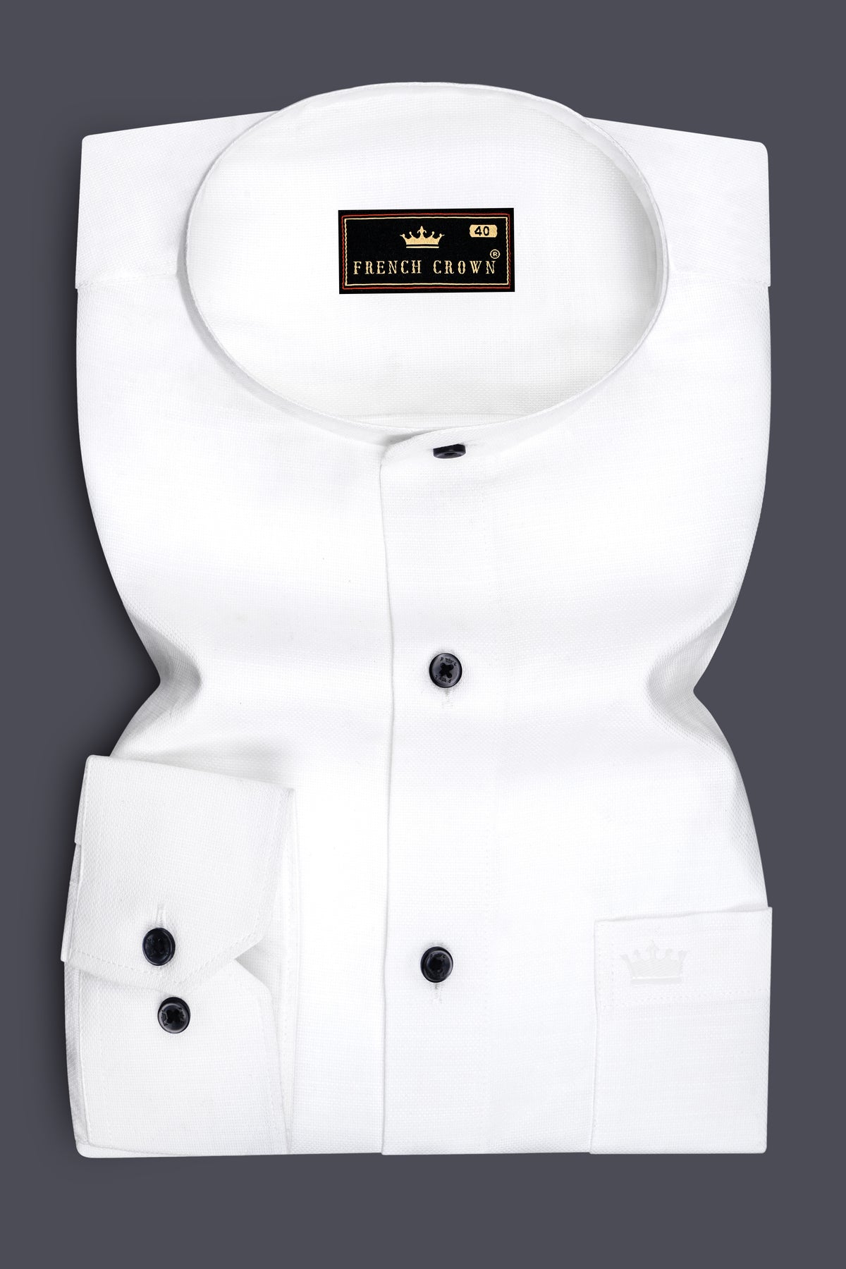 Alvion-Bright white Dobby Textured Premium Giza Cotton Mandarin Collar Casual Shirt
