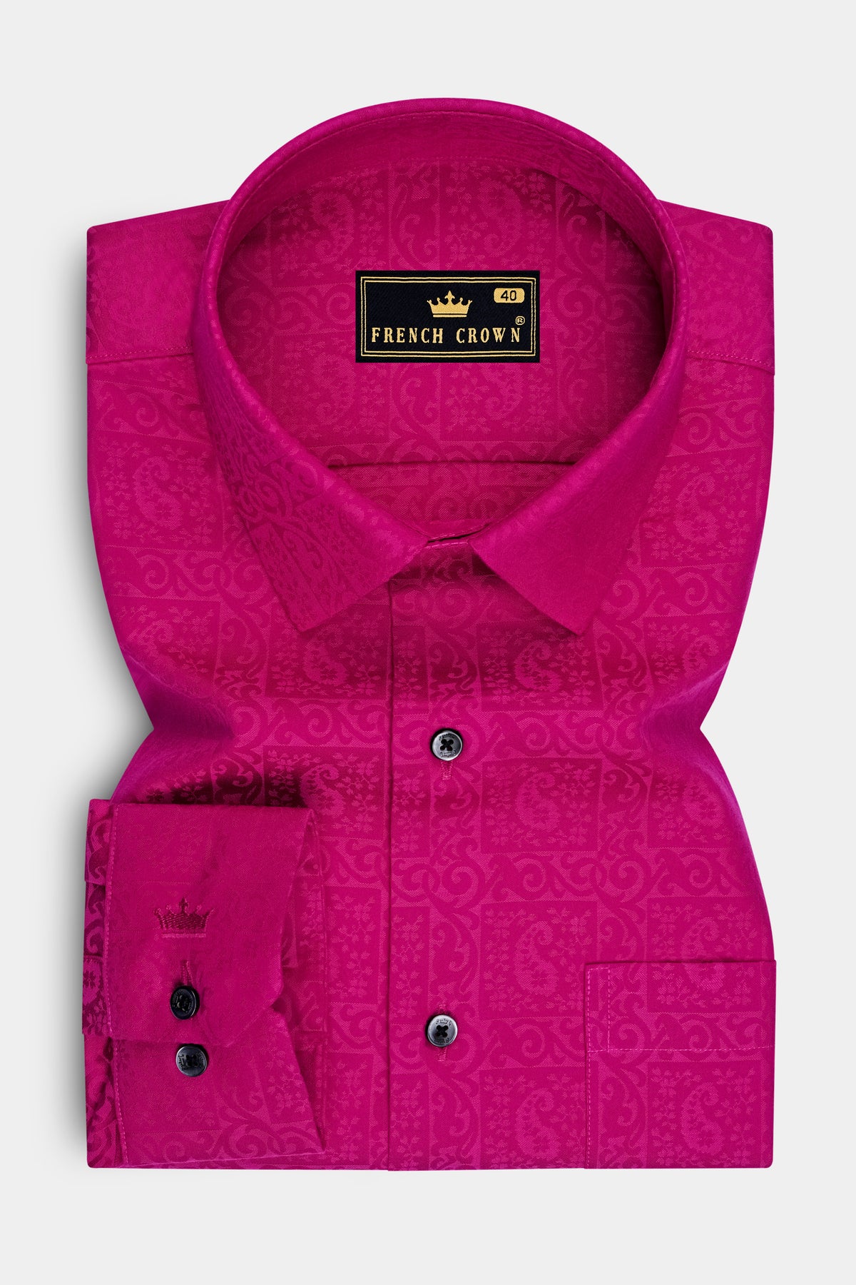 Eloria-Toledo Pink Jacquard Textured Premium Cotton Dress Shirt