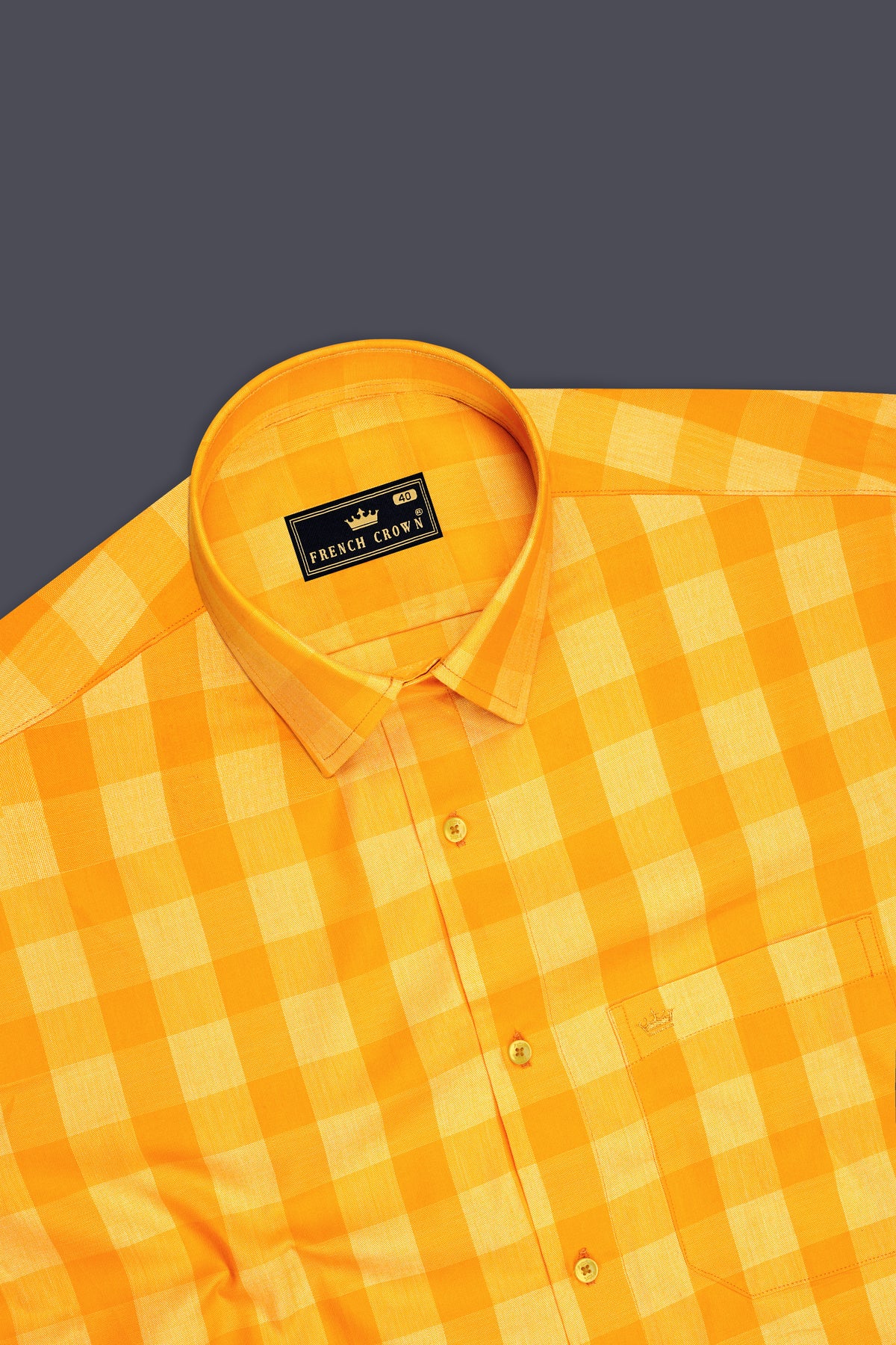 Veyron-Squash Yellow Gingham Plaid Oxford Premium Cotton Dress Shirt