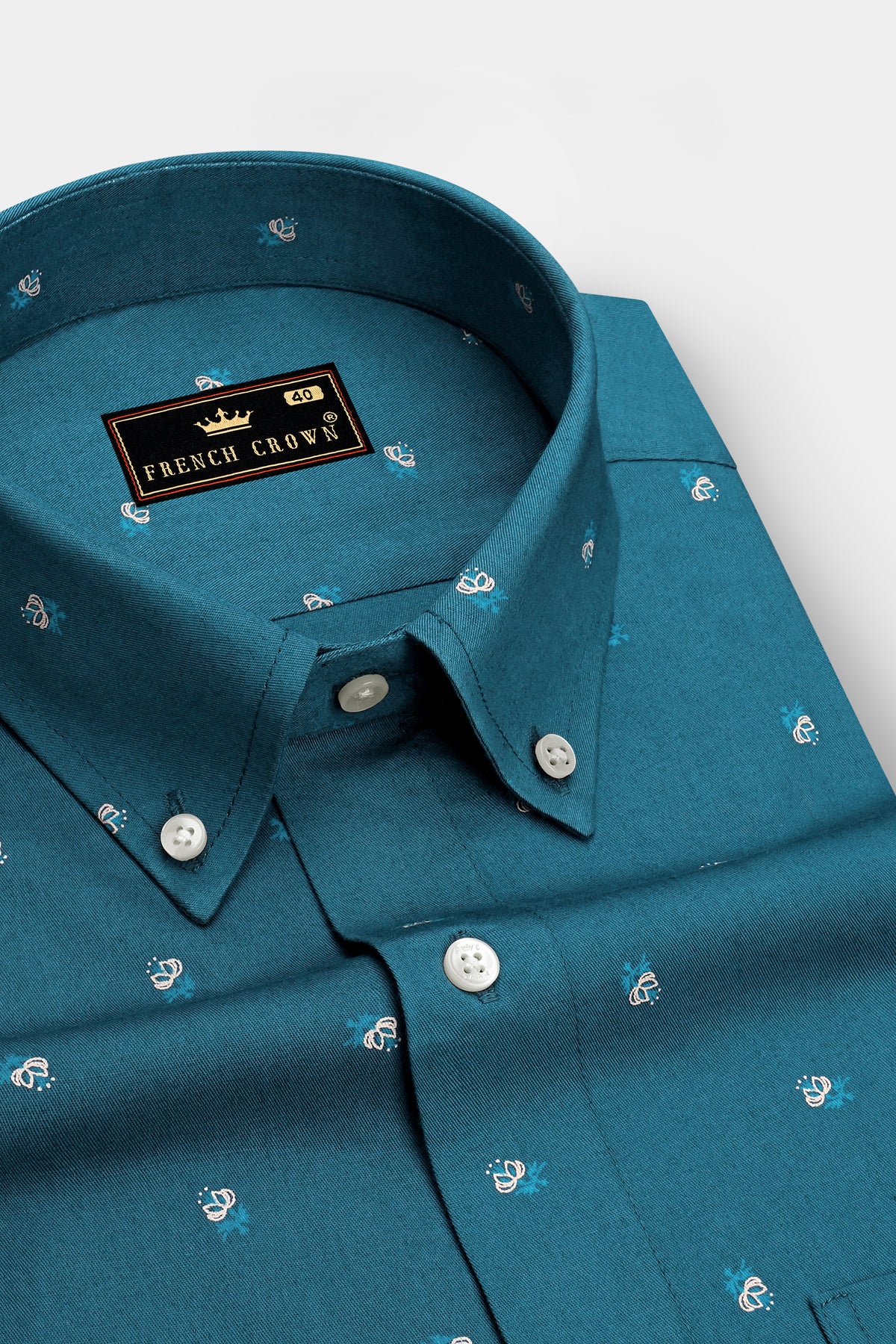 Arden-Casal Green Twill Printed Cotton Button Down Casual Shirt