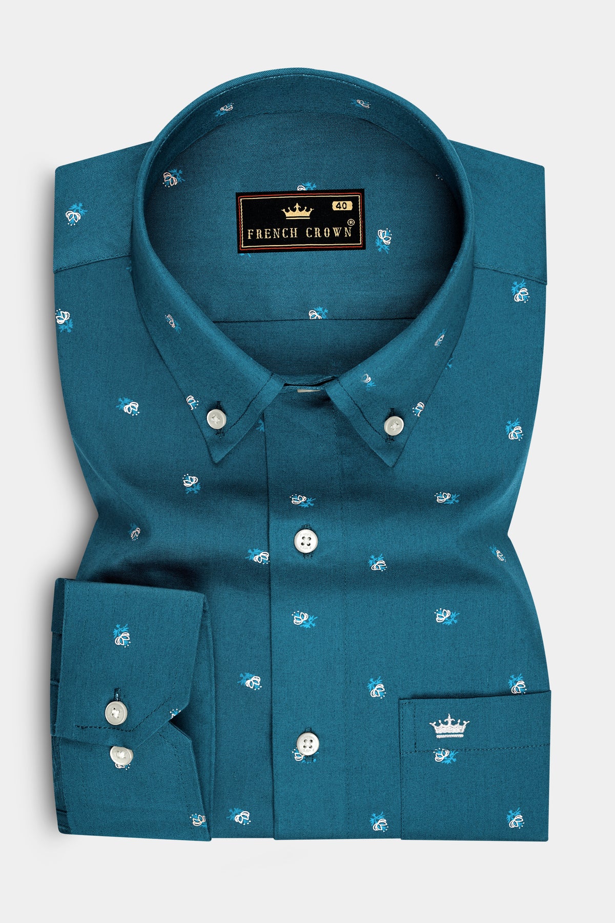 Arden-Casal Green Twill Printed Cotton Button Down Casual Shirt