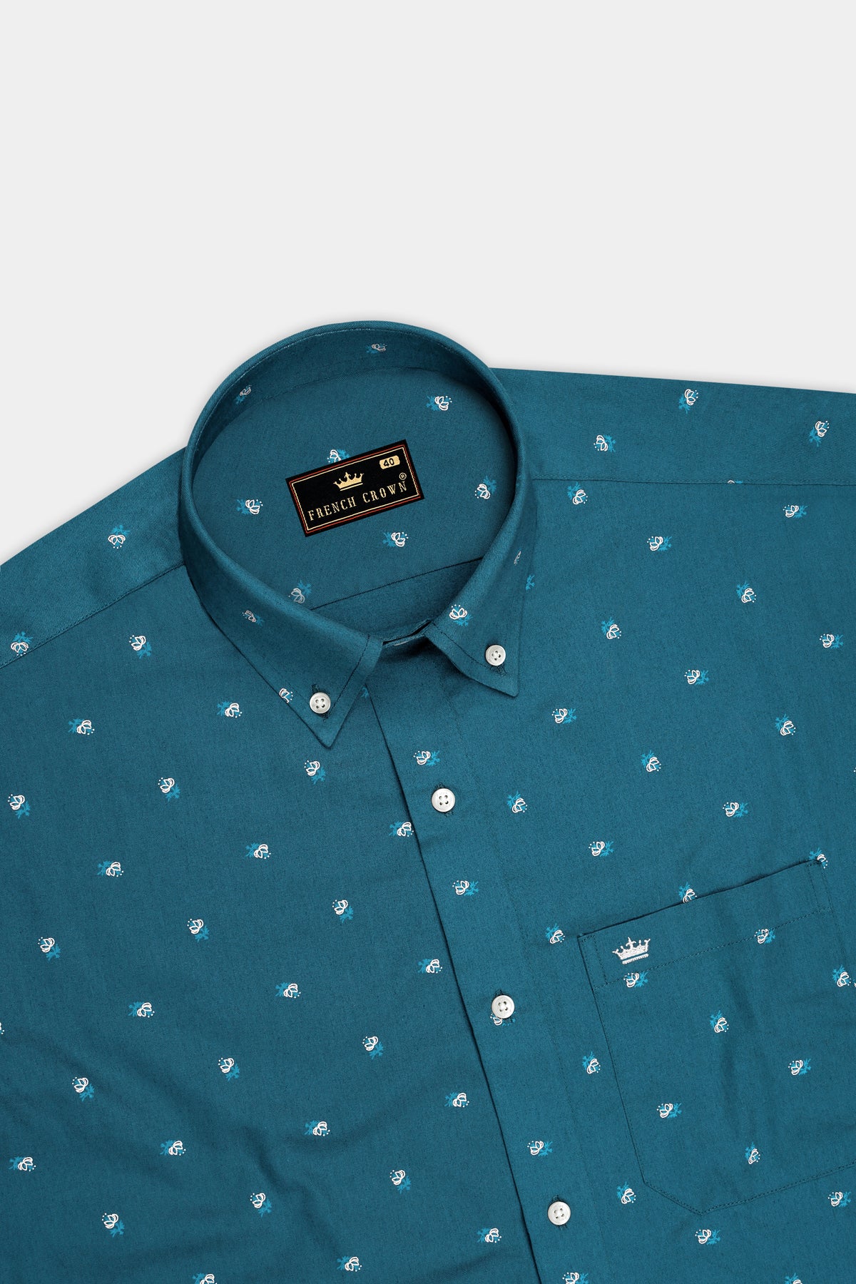Arden-Casal Green Twill Printed Cotton Button Down Casual Shirt