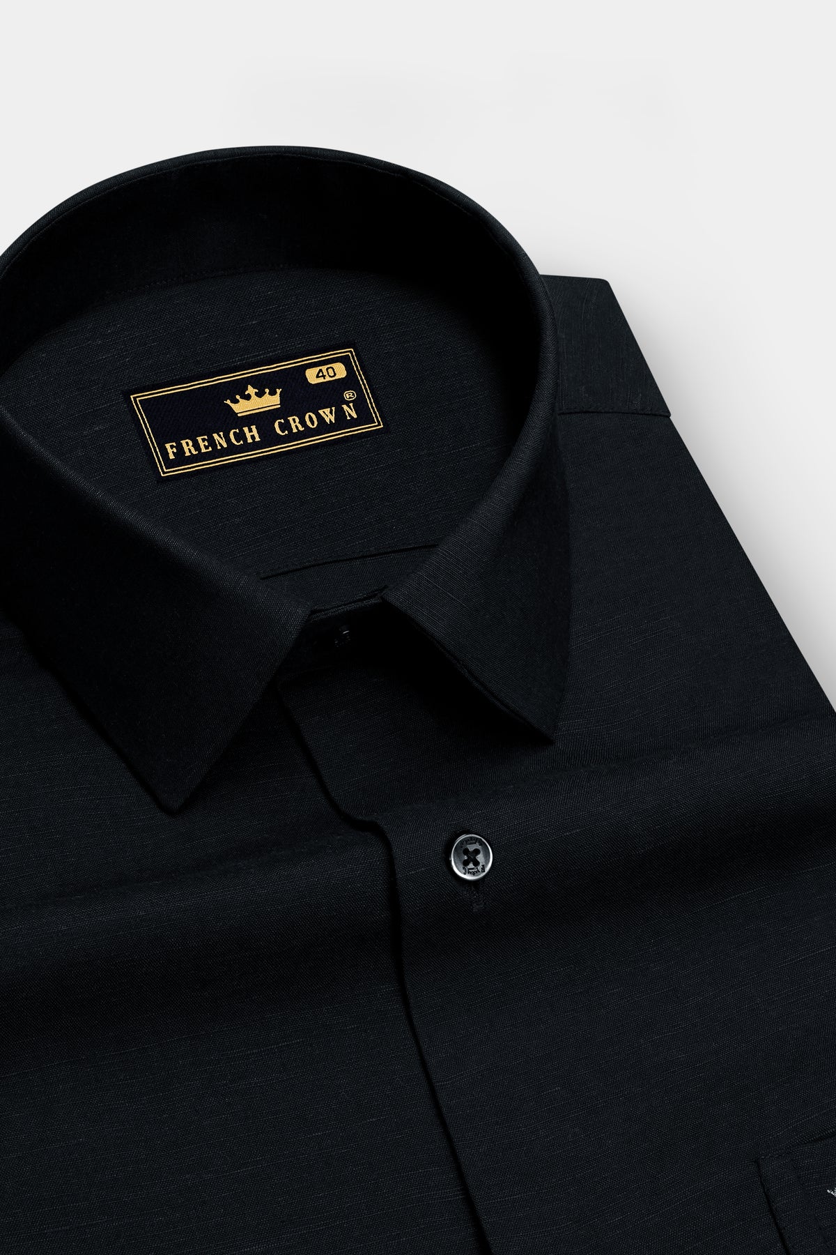 Noir-Jade Black Luxurious Linen Dress Shirt