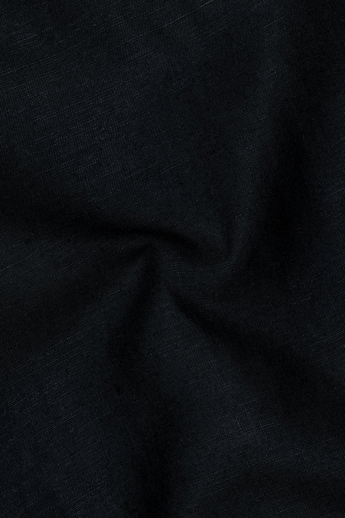Noir-Jade Black Luxurious Linen Dress Shirt