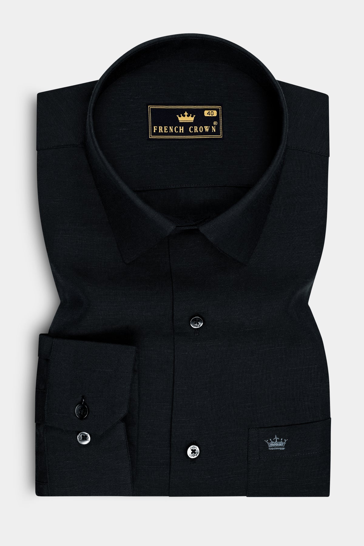 Noir-Jade Black Luxurious Linen Dress Shirt