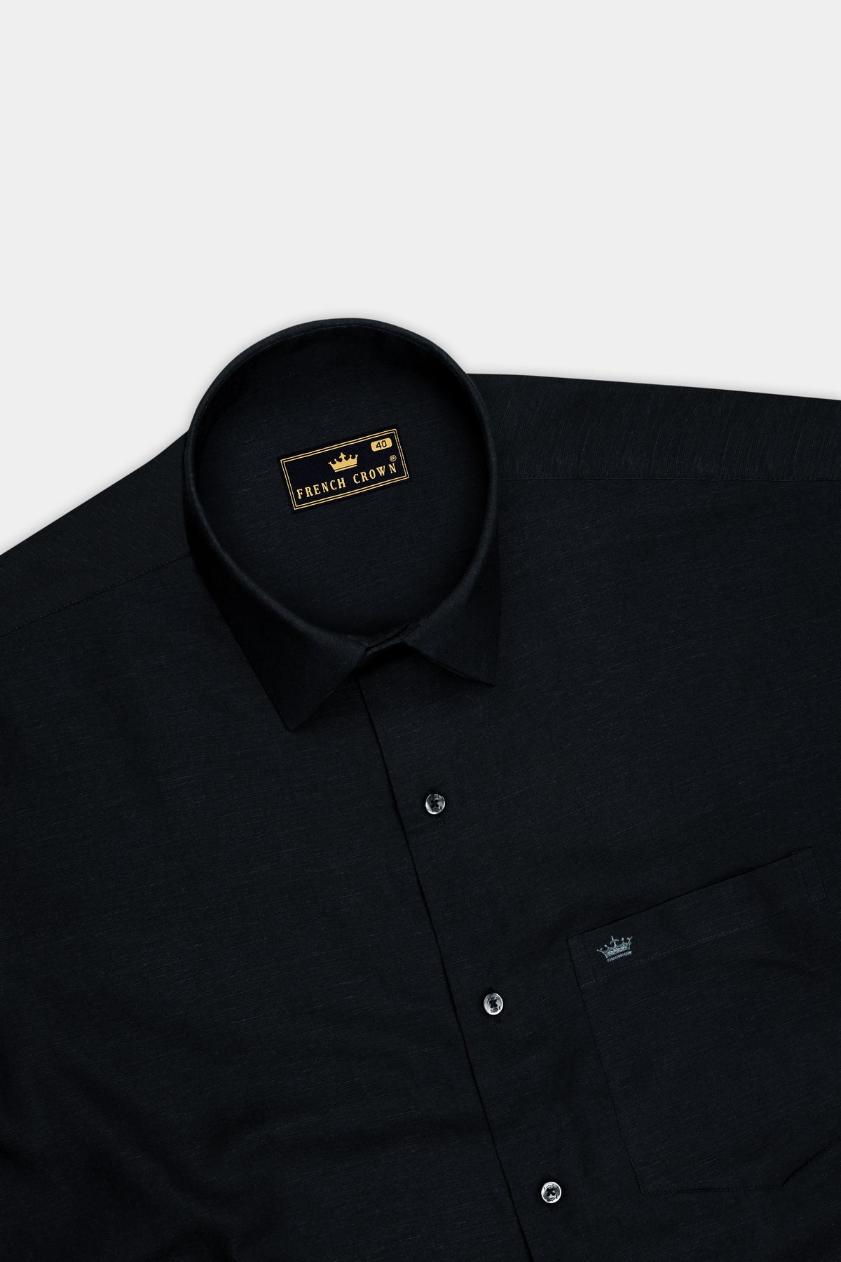 Noir-Jade Black Luxurious Linen Dress Shirt