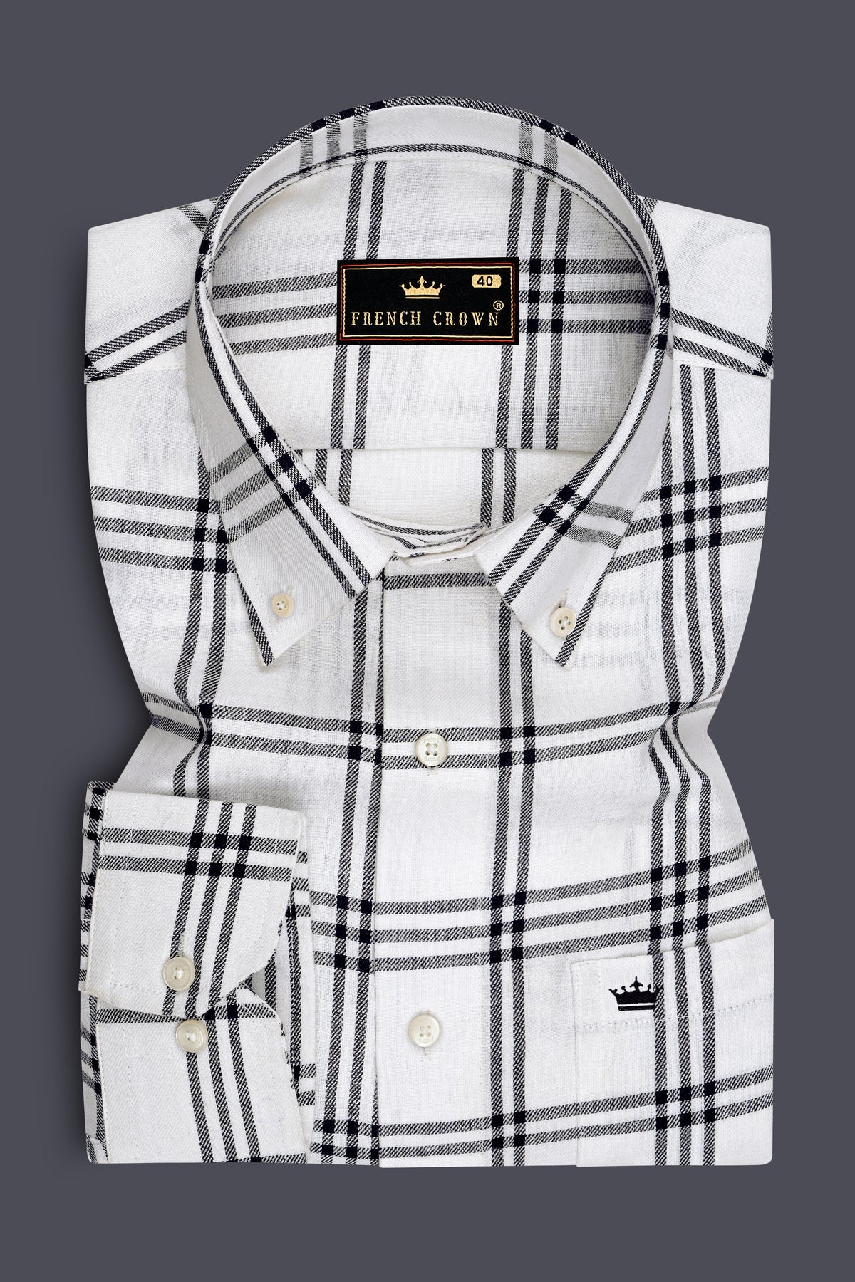 Tartan-Bright White And Jade Black Plaid Twill Premium Cotton Button Down Casual Shirt
