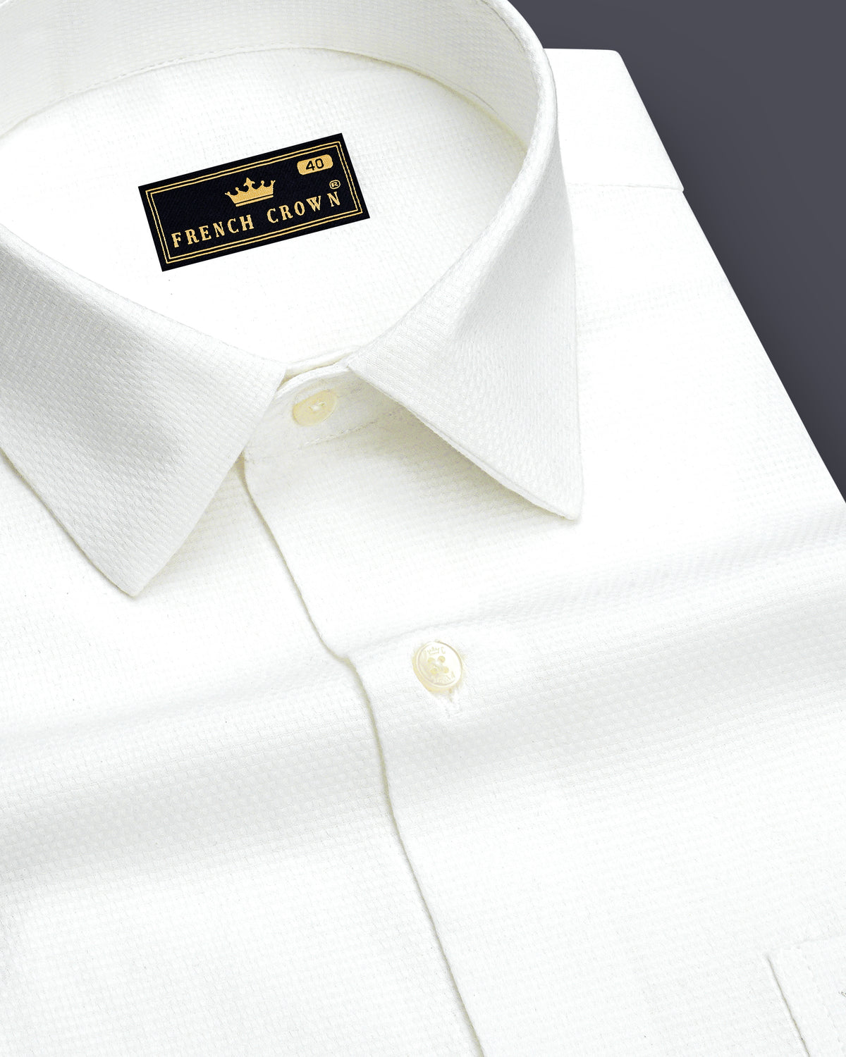 Ivora-Bright White Dobby Textured Premium Giza Cotton Dress Shirt