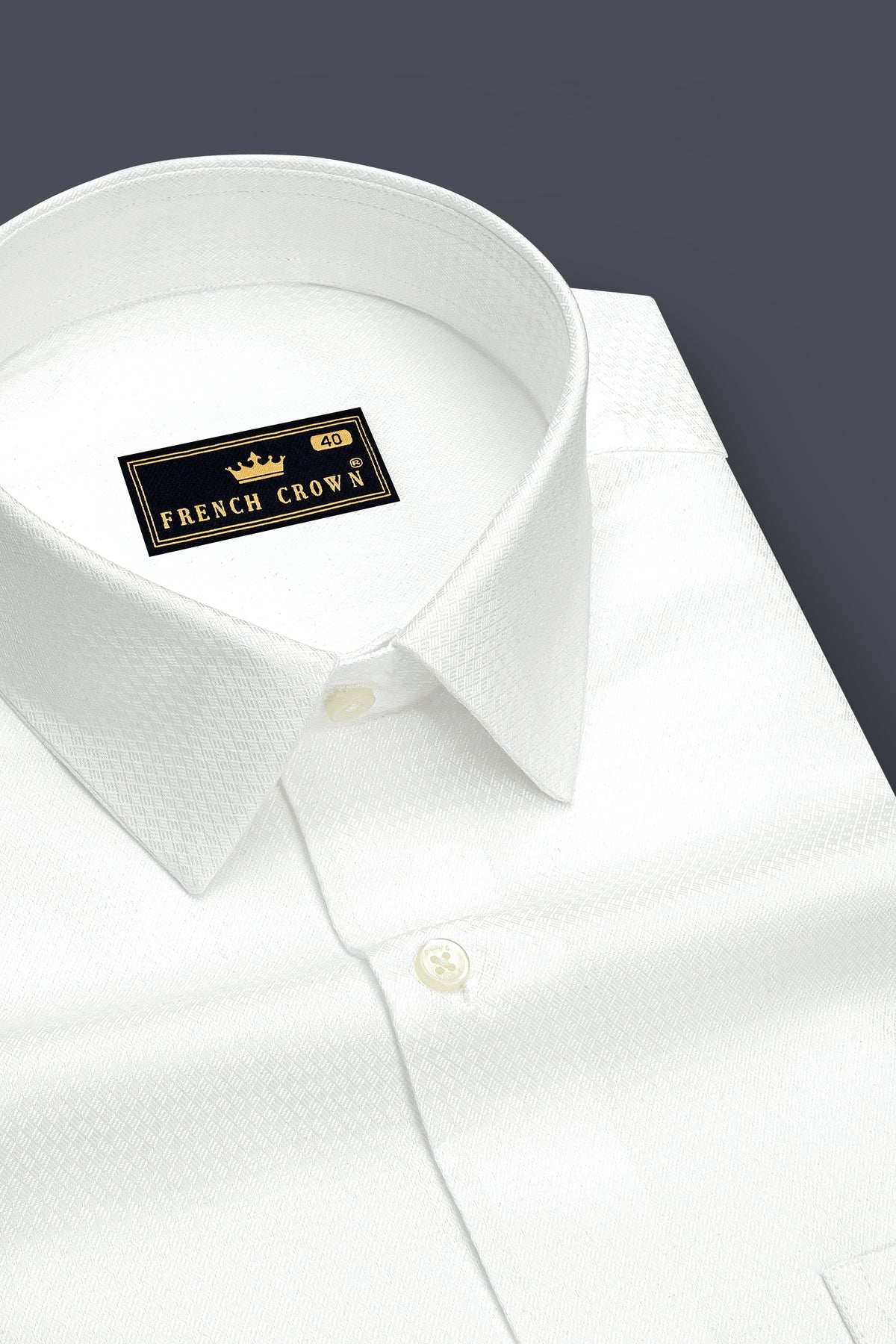 Serein-Bright White Jacquard Textured Premium Cotton Dress Shirt