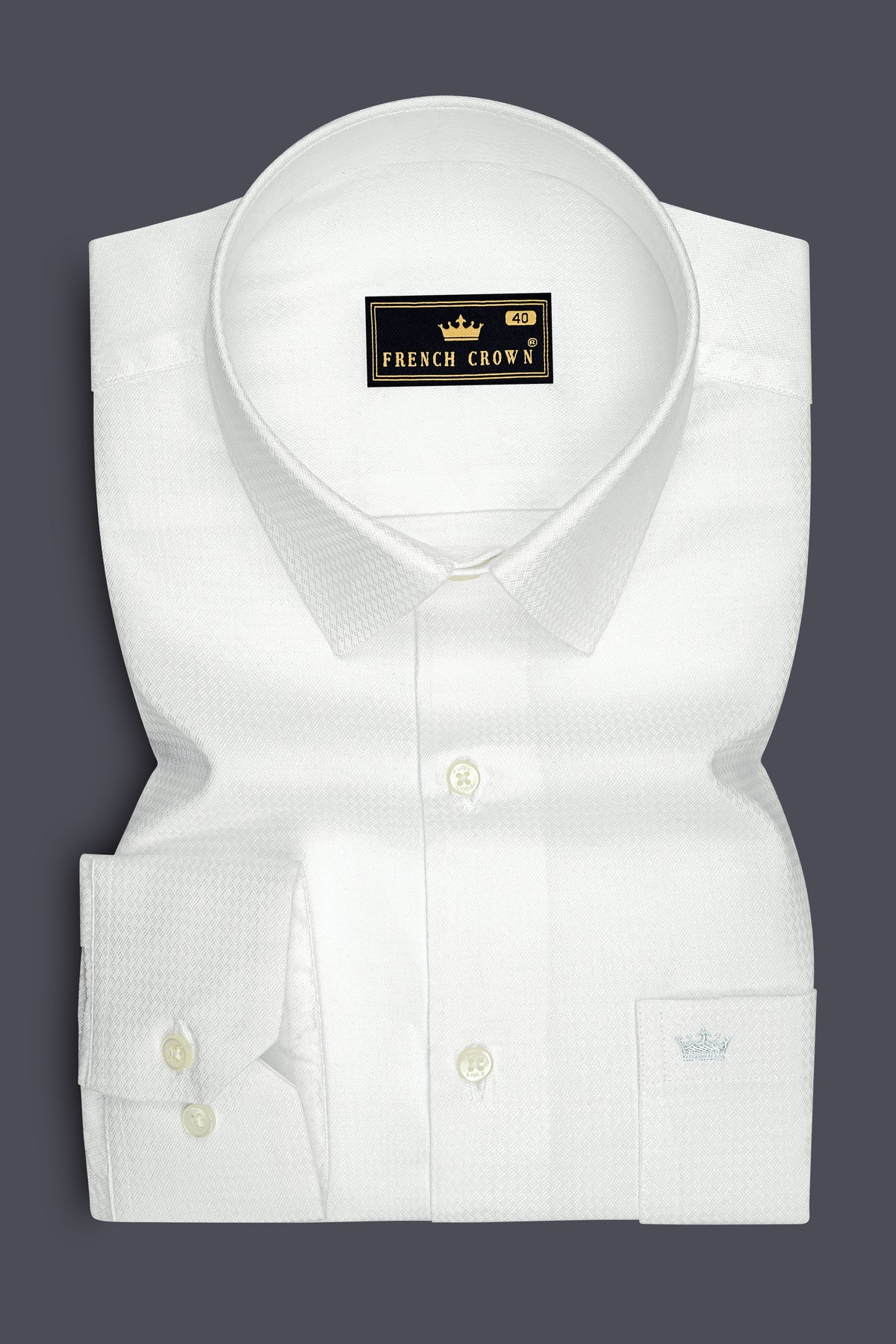 Serein-Bright White Jacquard Textured Premium Cotton Dress Shirt