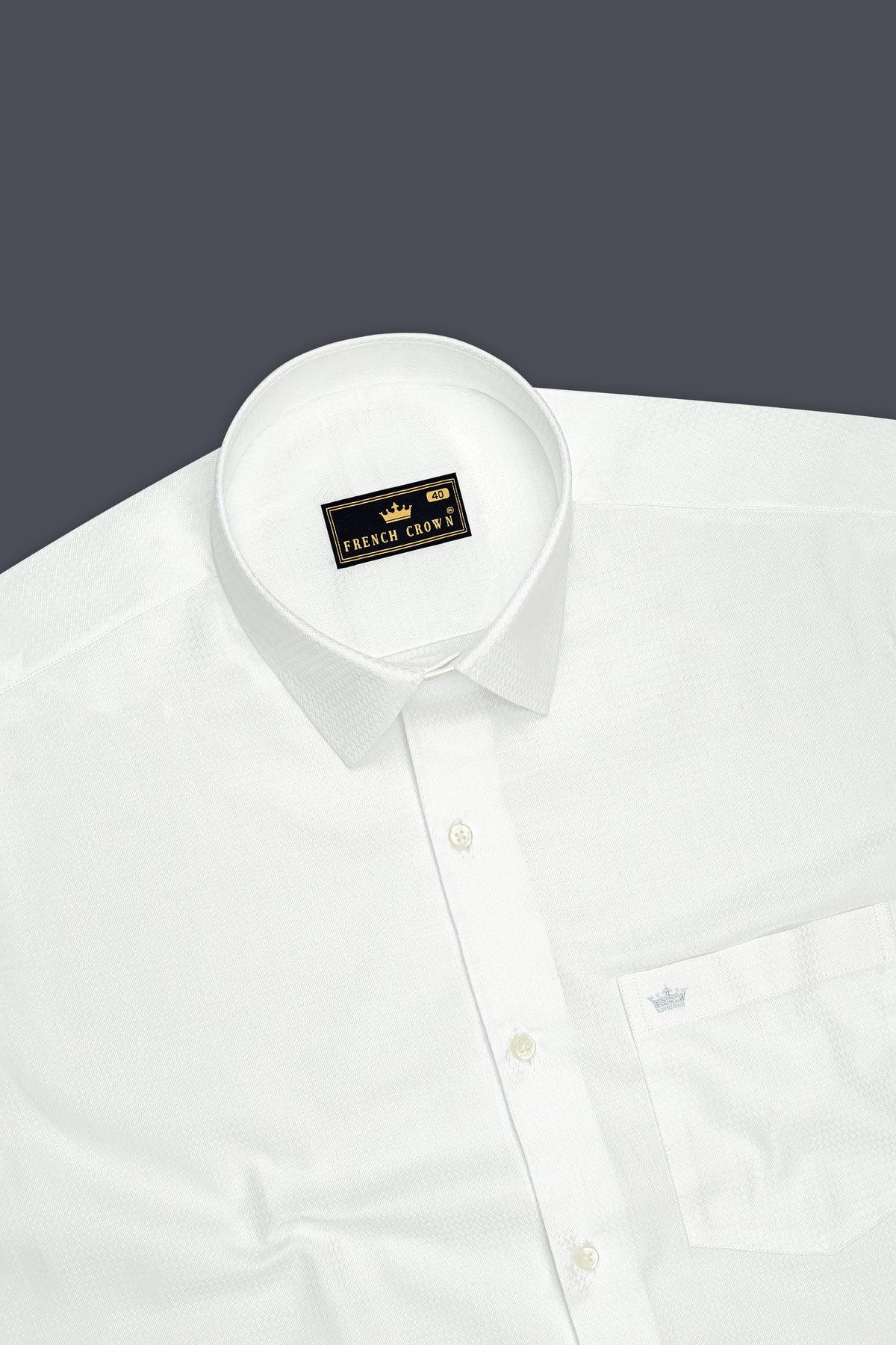 Serein-Bright White Jacquard Textured Premium Cotton Dress Shirt