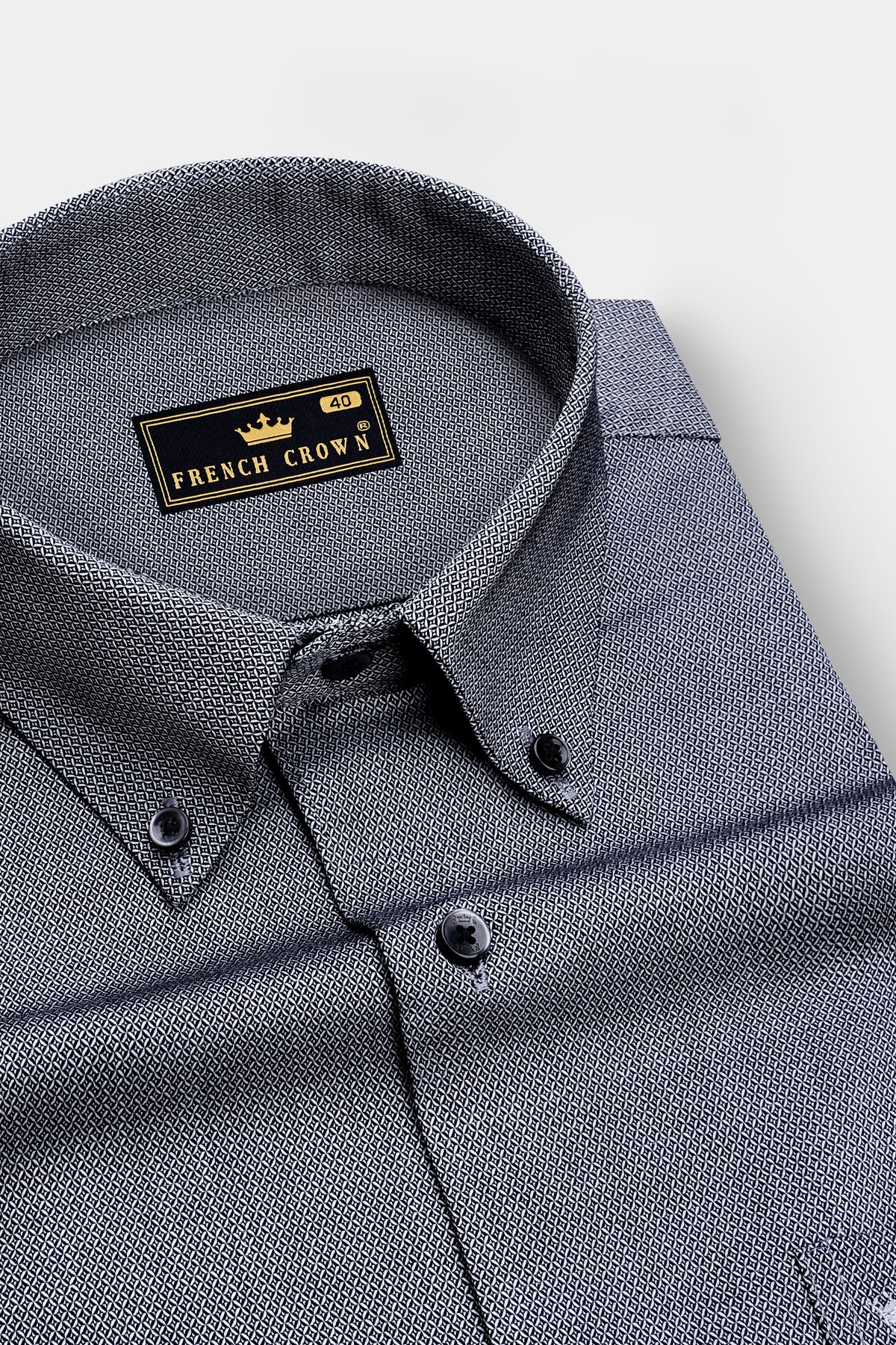 Nocturne-Mako Gray Jacquard Textured Premium Cotton Button Down Dress Shirt