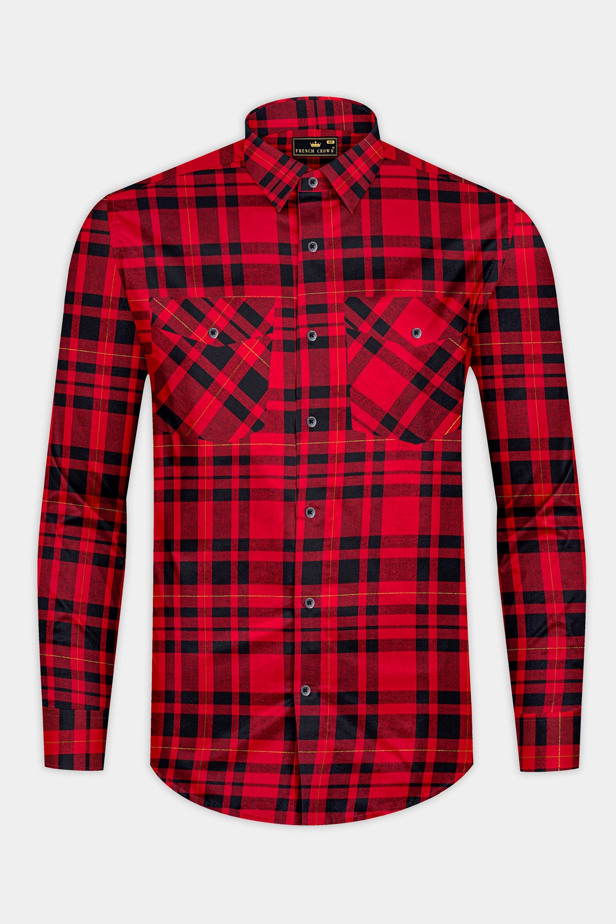 Garnet-Cherry Red And Jade Black Plaid Premium Tencel Designer Casual Shirt