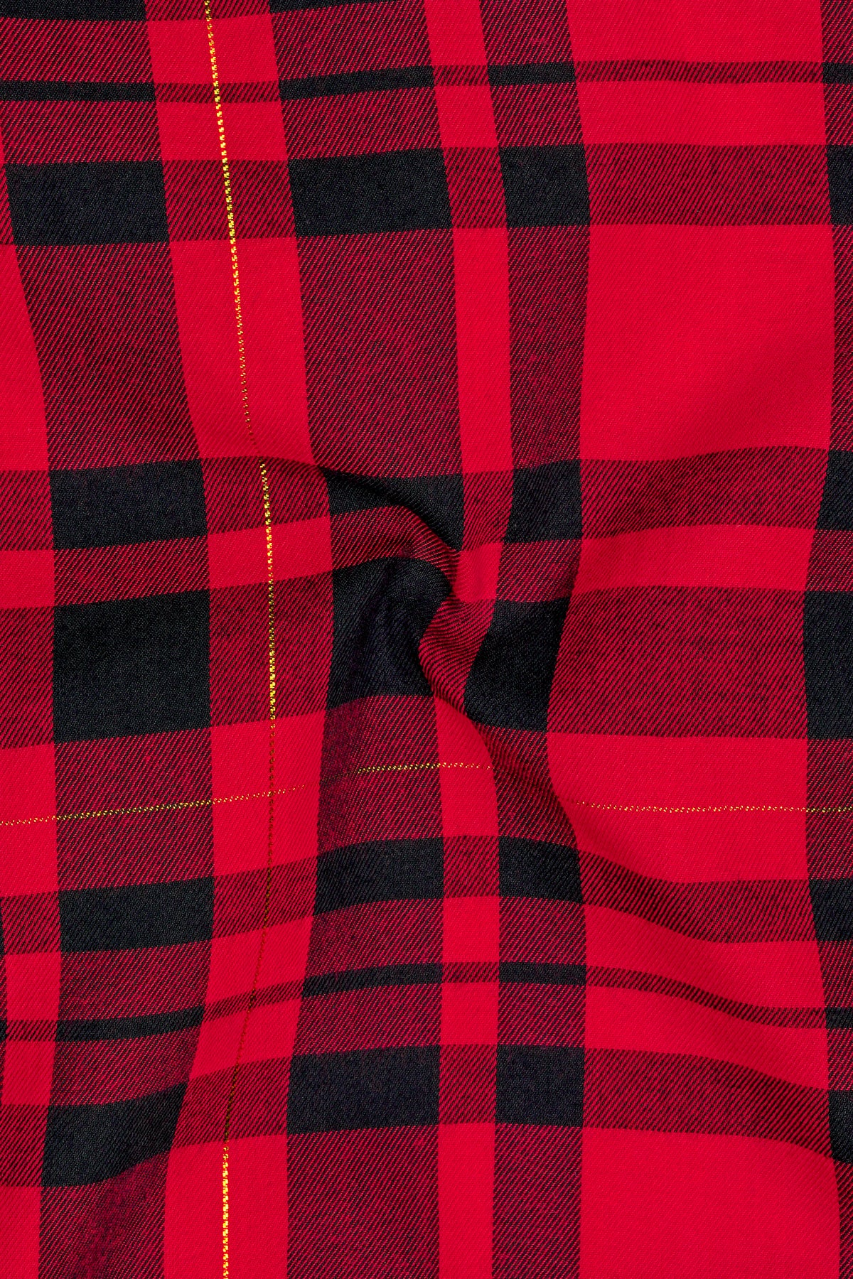 Garnet-Cherry Red And Jade Black Plaid Premium Tencel Designer Casual Shirt