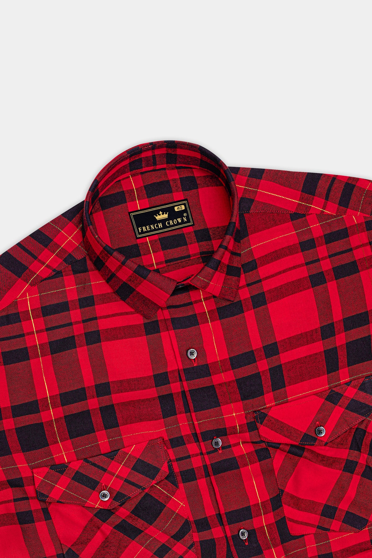 Garnet-Cherry Red And Jade Black Plaid Premium Tencel Designer Casual Shirt