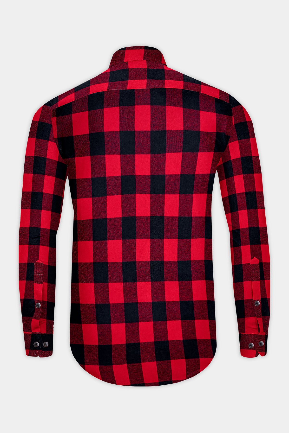 Onyx-Cadmium Red And Jade Black Buffalo Plaid Flannel Premium Cotton Designer Casual Shirt