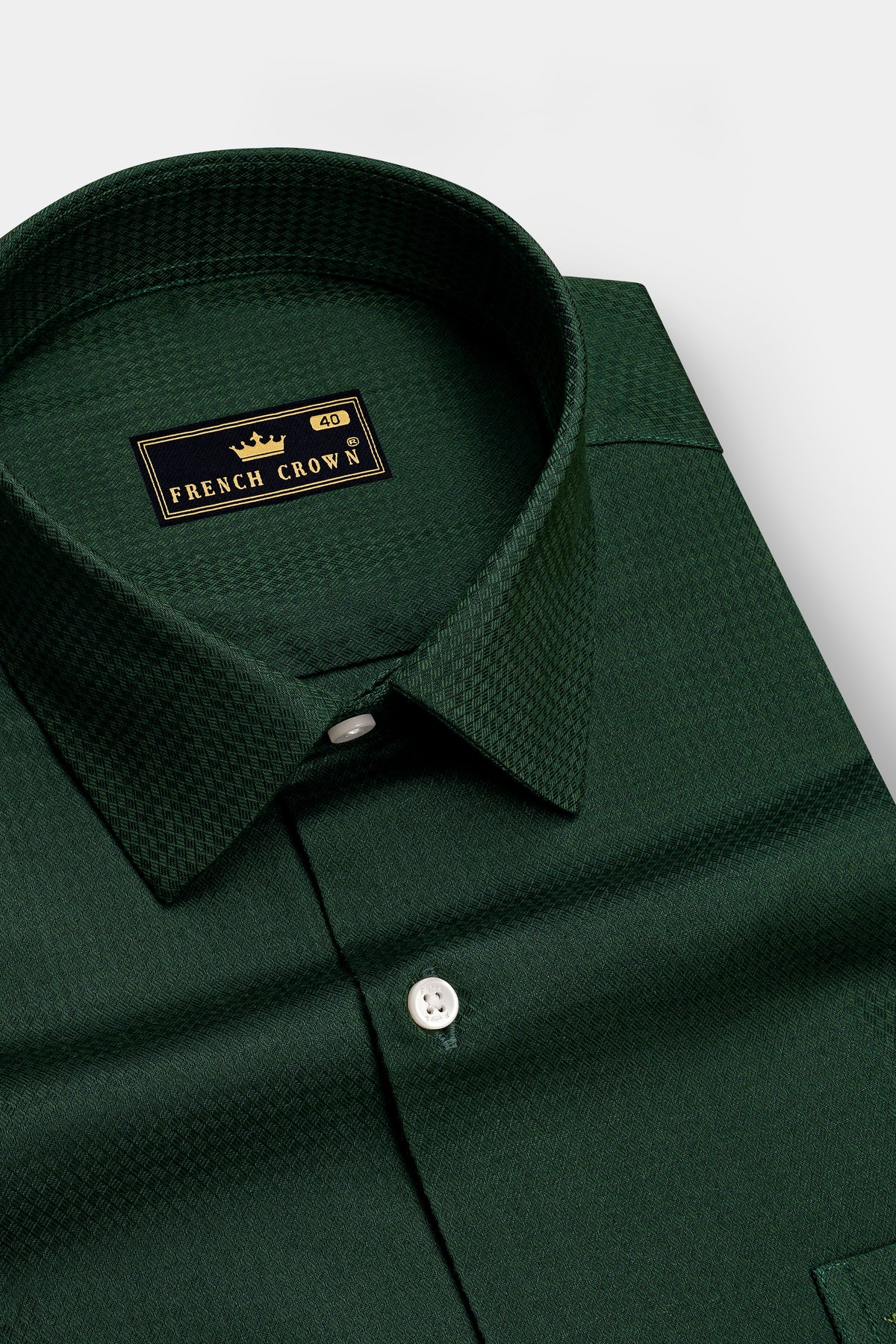 Verdant-Jungle Green Jacquard Textured Premium Cotton Dress Shirt