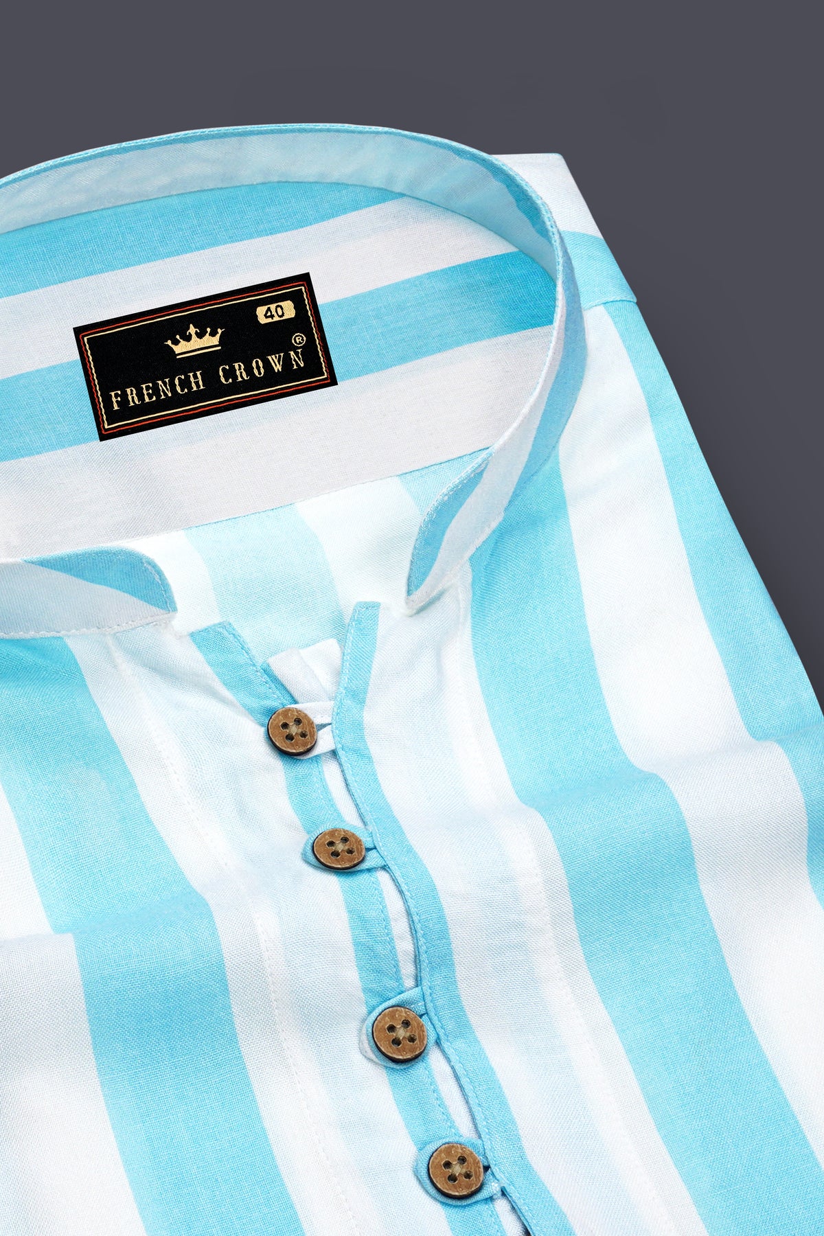 Sereno-Anakiwa Blue And Bright White Striped Premium Tencel Casual Kurta Shirt