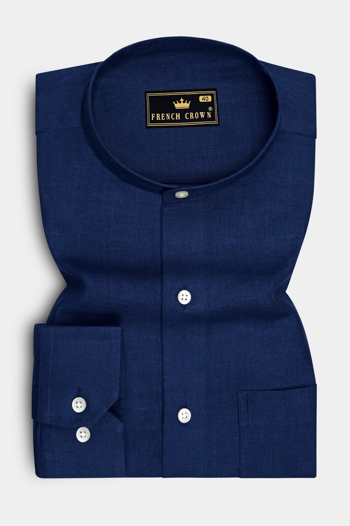 Zephyr-Vulcan Blue Luxurious Linen Mandarin Casual Shirt