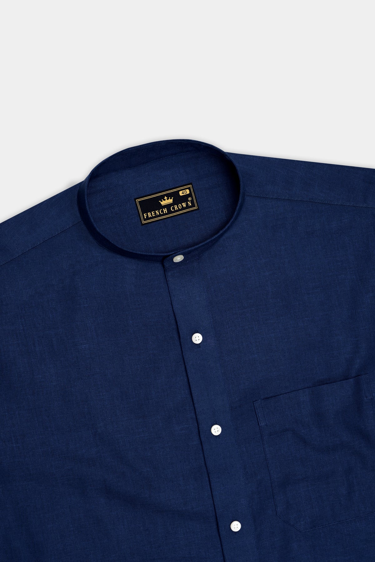 Zephyr-Vulcan Blue Luxurious Linen Mandarin Casual Shirt