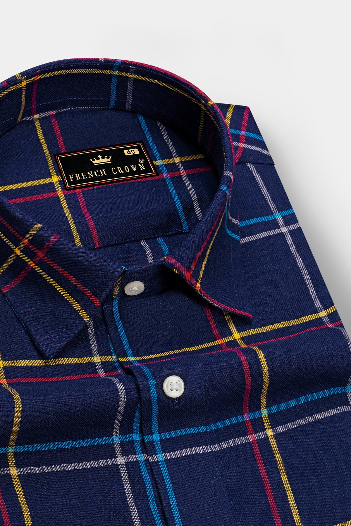 Marcell-Yale Blue Plaid Twill Premium Cotton Casual Shirt