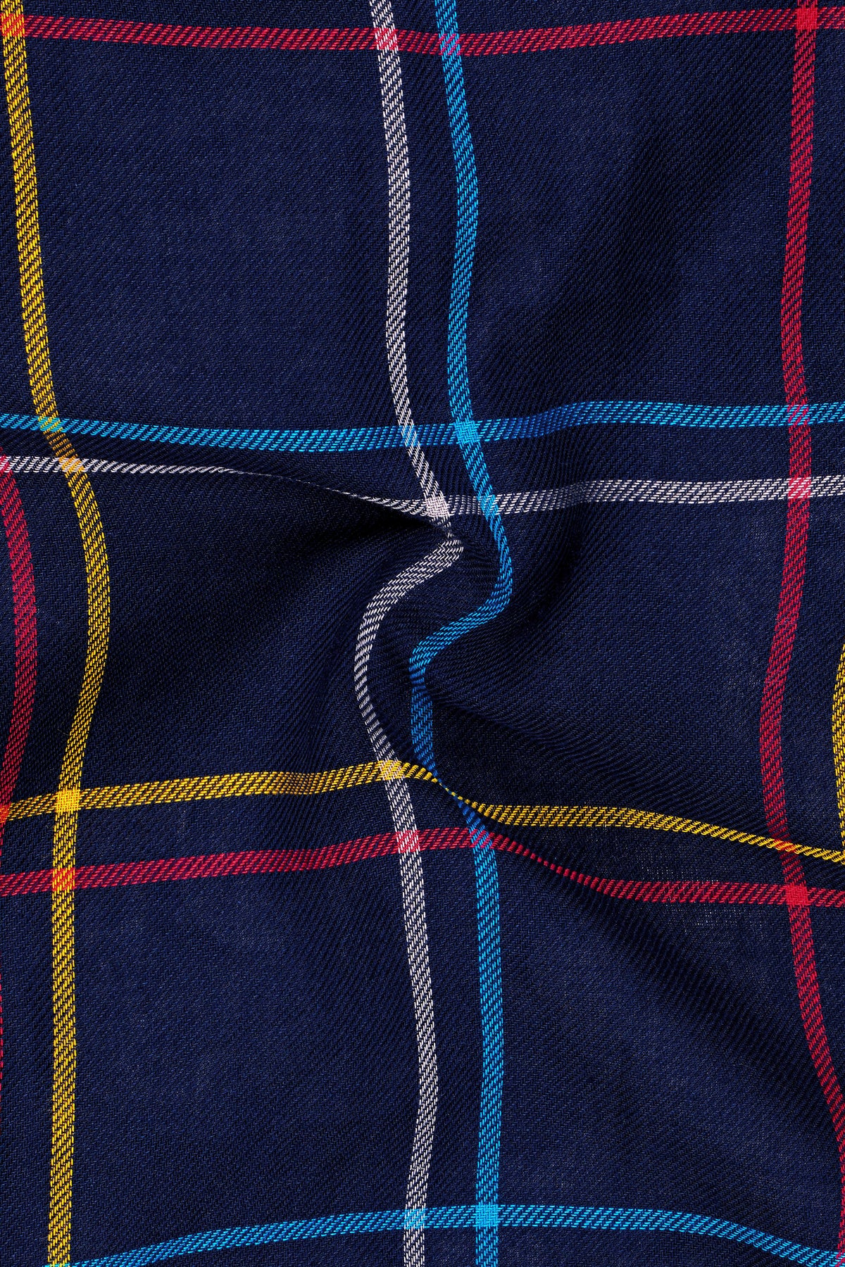 Marcell-Yale Blue Plaid Twill Premium Cotton Casual Shirt