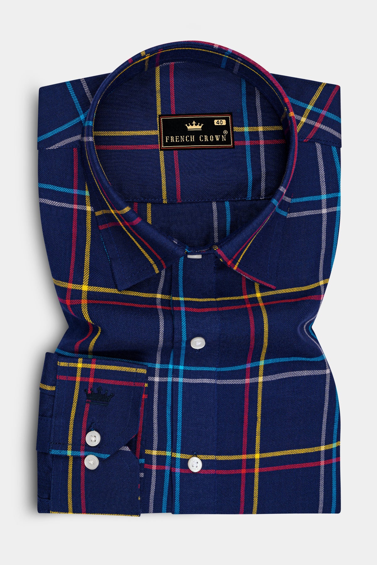 Marcell-Yale Blue Plaid Twill Premium Cotton Casual Shirt