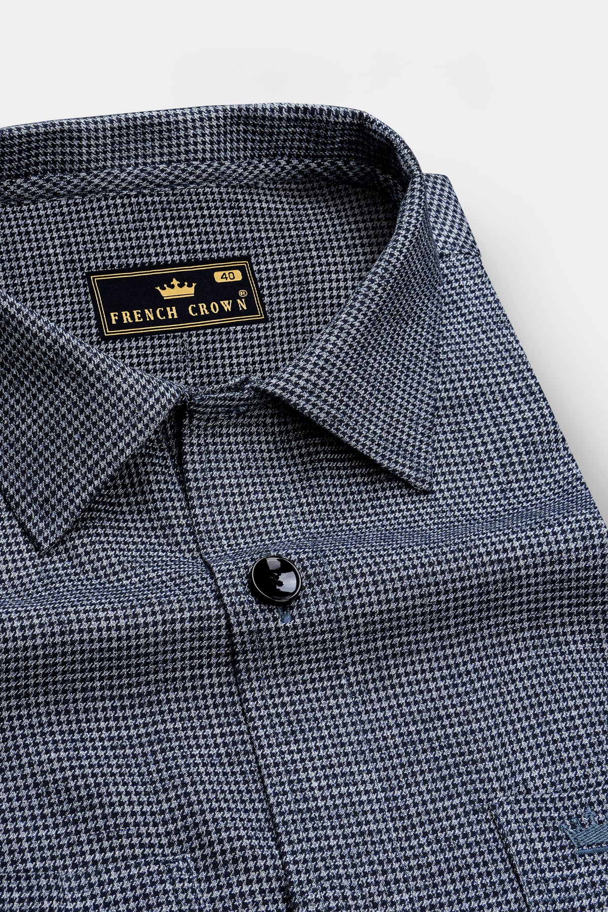Vanta-Nevada Gray Houndstooth Textured Premium Cotton Dress Shirt