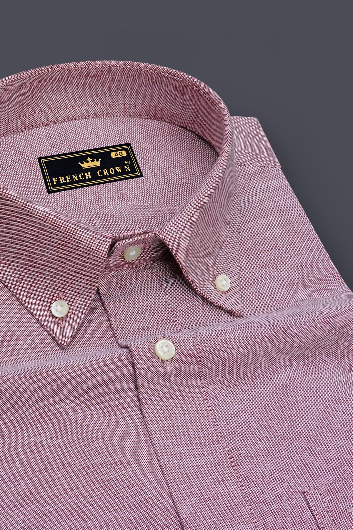 Florent-Opium Pink Textured Oxford Premium Cotton Button Down Dress Shirt