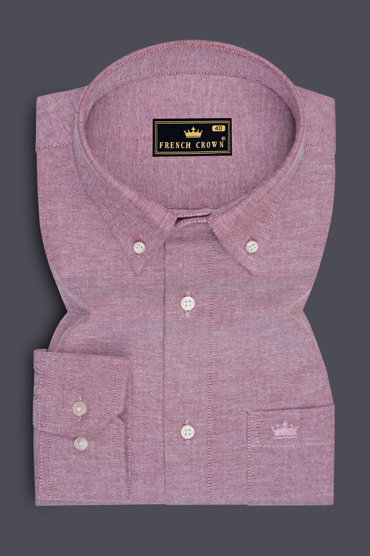 Florent-Opium Pink Textured Oxford Premium Cotton Button Down Dress Shirt