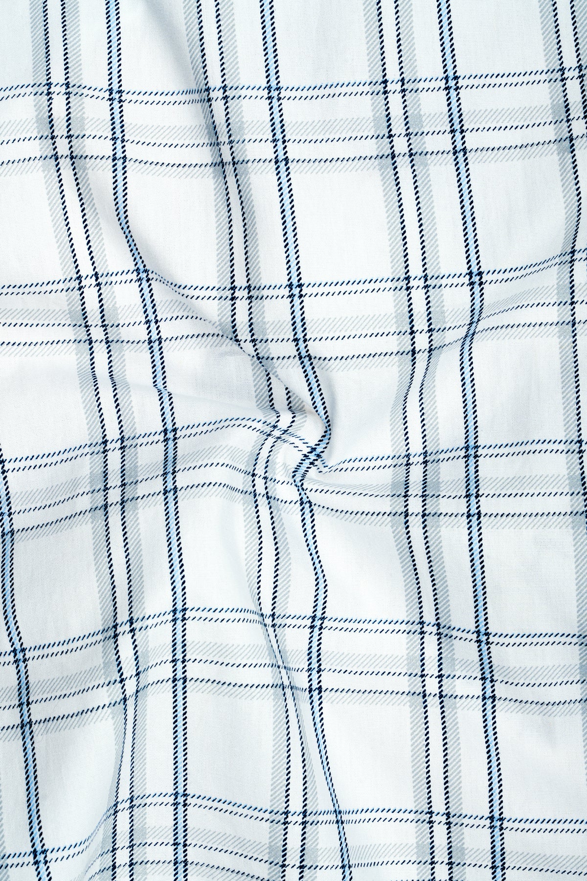 Ocevia-Bright White And Onahau Blue Poplin Giza Cotton Button Down Semi Formal Shirt