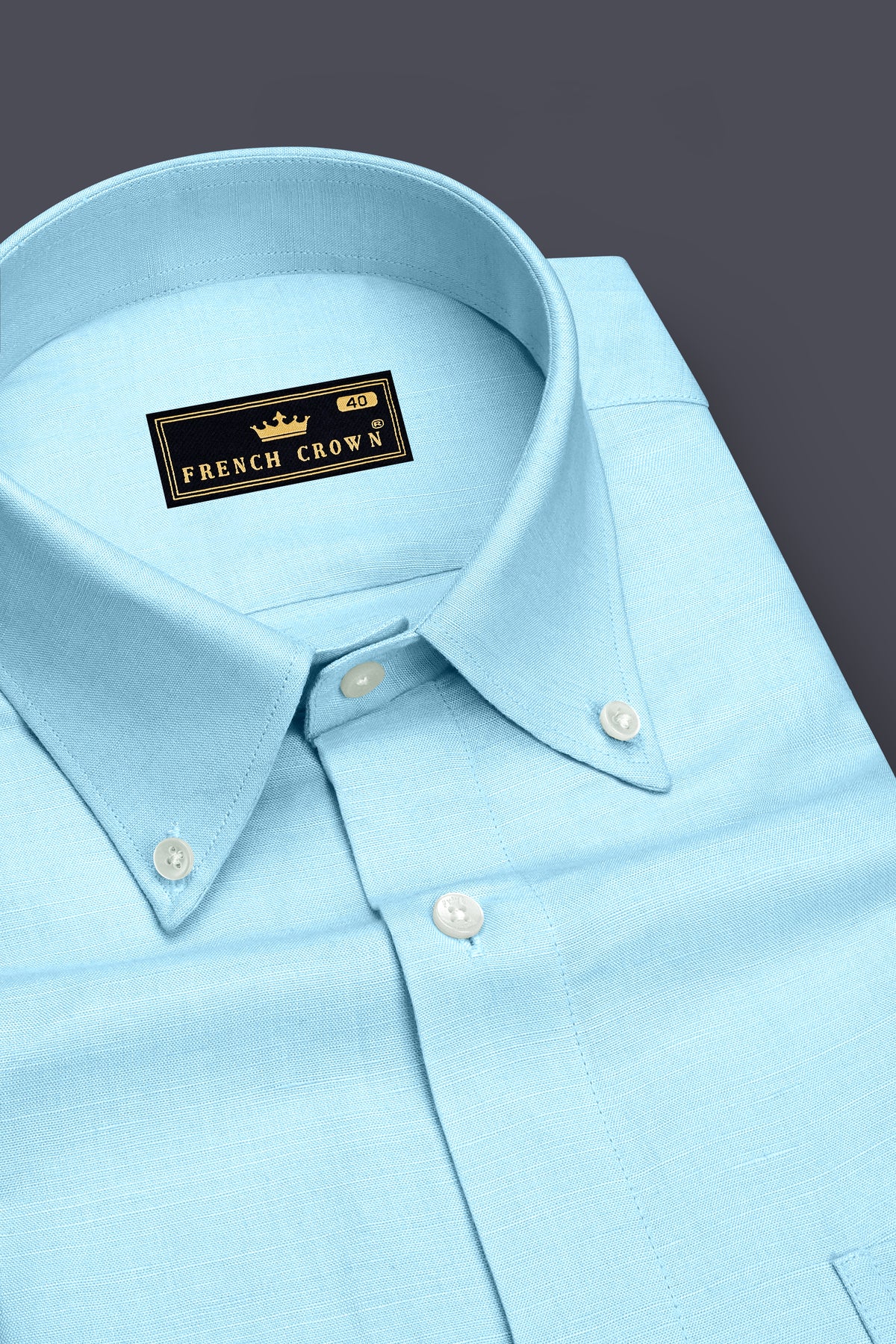 Marino-Pumice Blue Luxurious Linen Button Down Dress Shirt