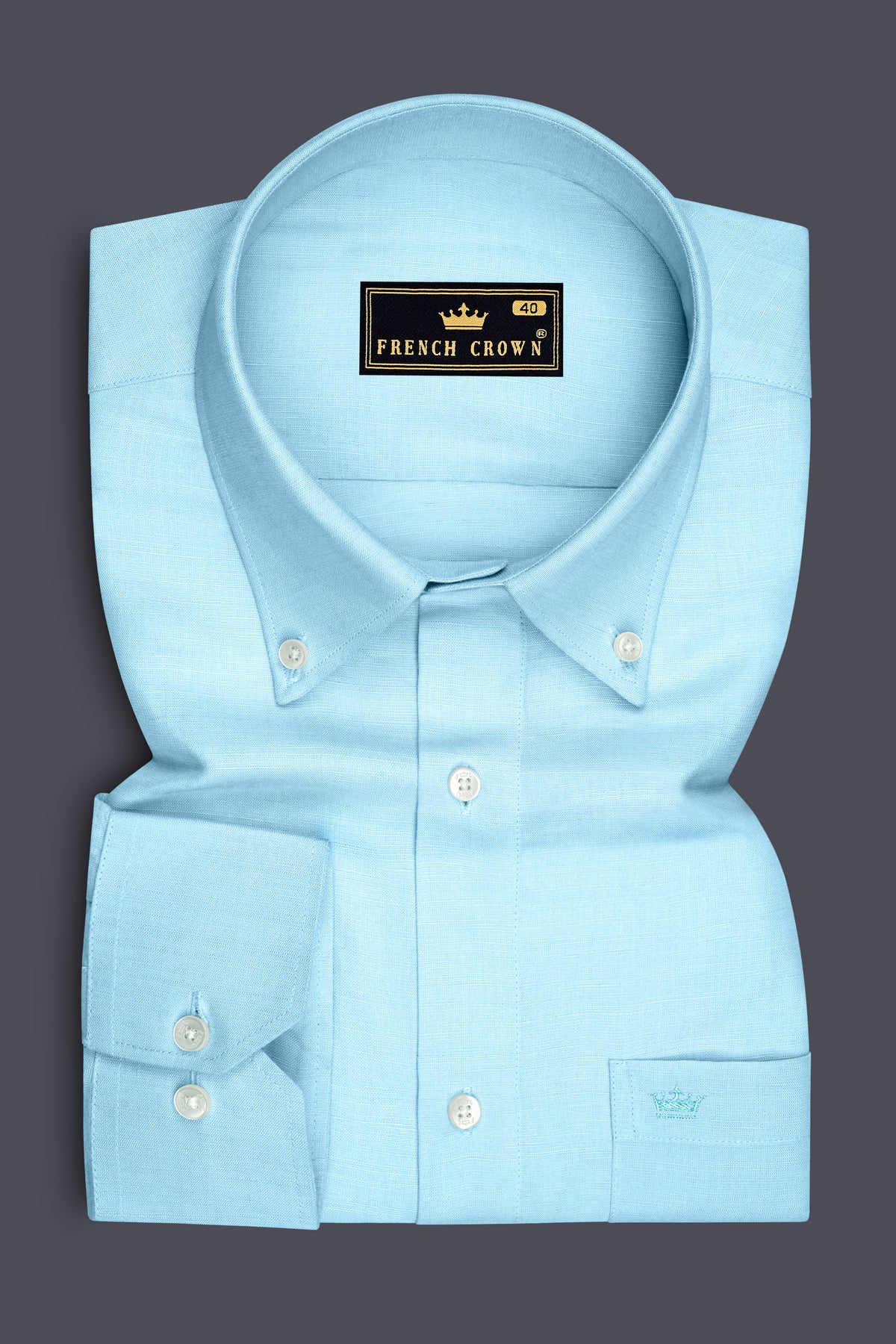 Marino-Pumice Blue Luxurious Linen Button Down Dress Shirt