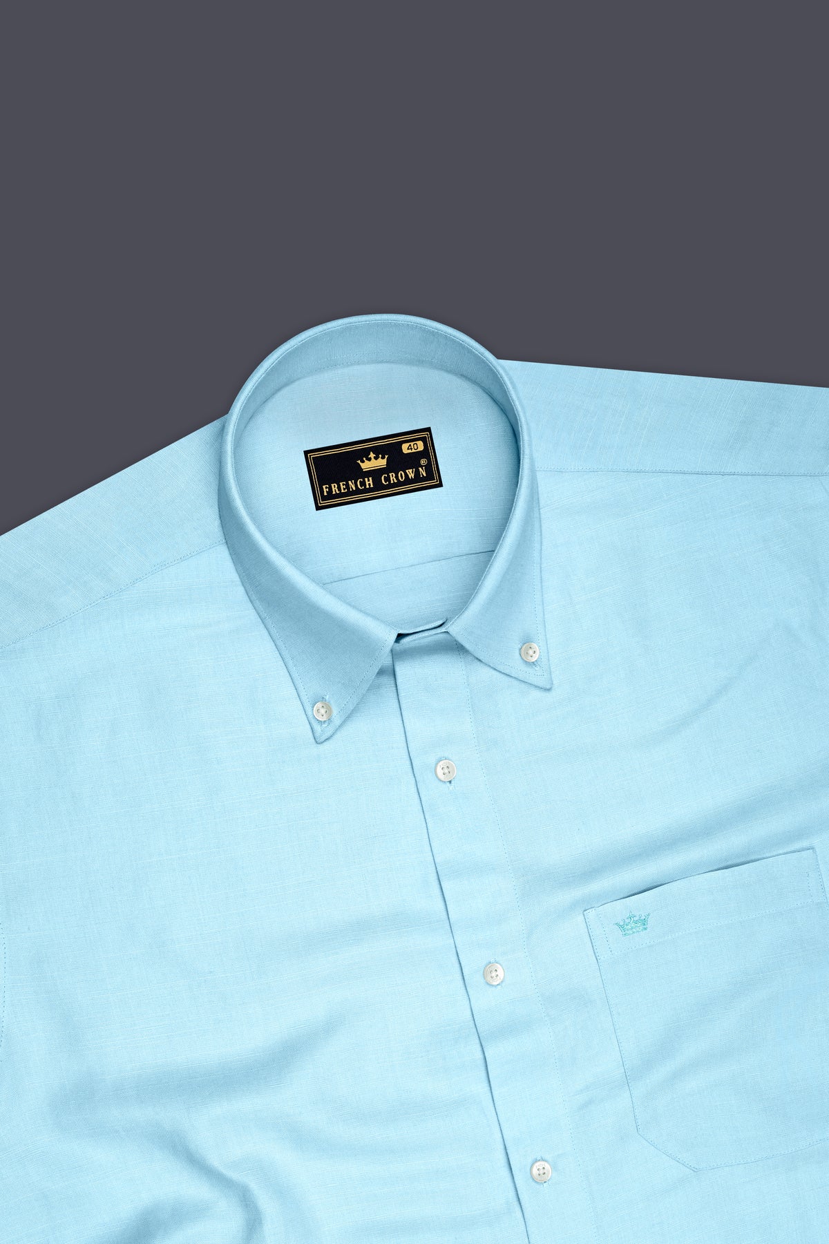 Marino-Pumice Blue Luxurious Linen Button Down Dress Shirt