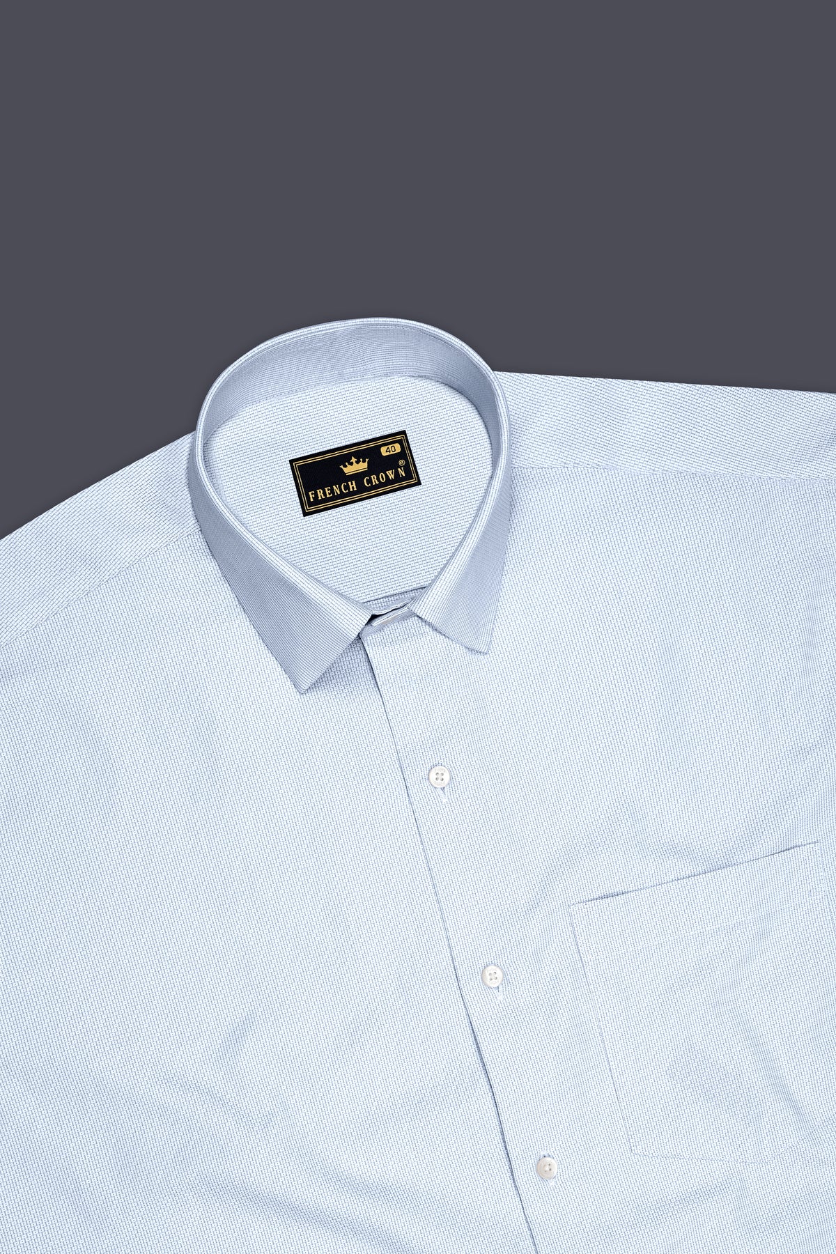 Silvane-Heather Blue Dobby Textured Premium Giza Cotton Dress Shirt