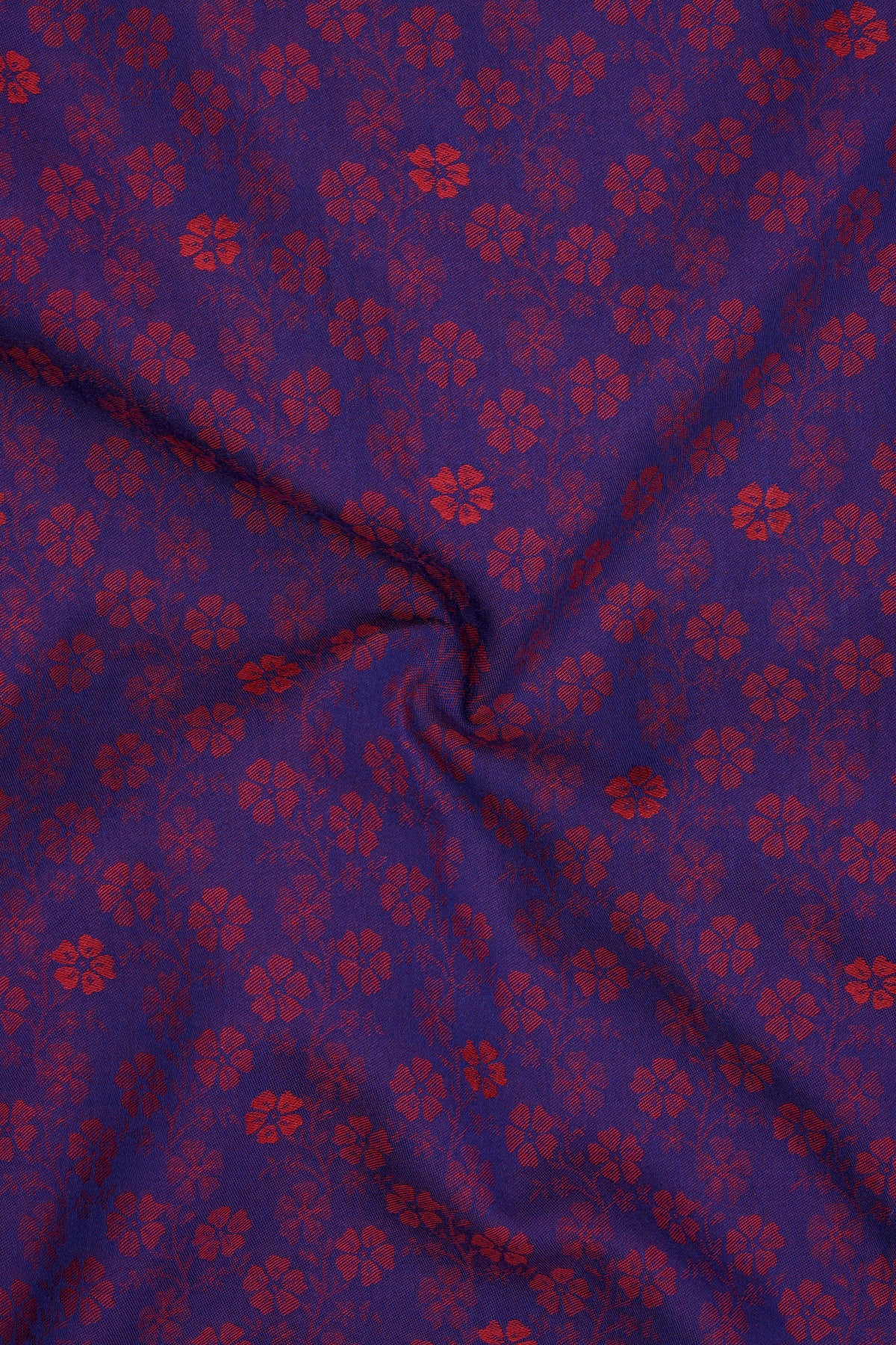 Lustre-Jacarta Blue Micro Floral Jacquard Textured Premium Cotton Dress Shirt