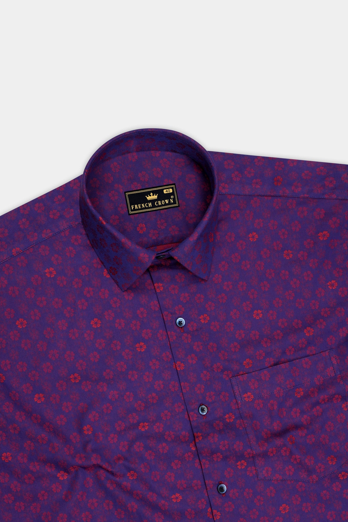 Lustre-Jacarta Blue Micro Floral Jacquard Textured Premium Cotton Dress Shirt