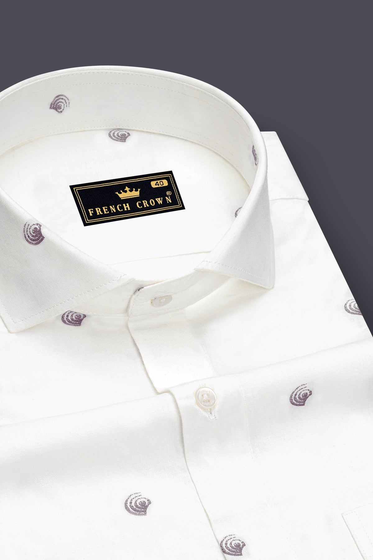 Opulent-Bright White Jacquard Textured Premium Cotton Cut Away Dress Shirt