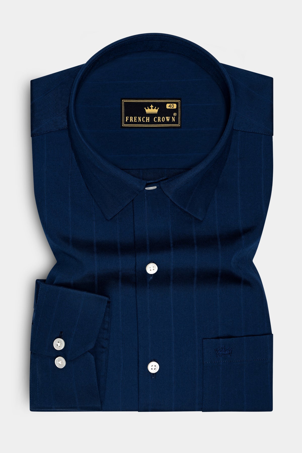 Nobilis-Midnight Blue Dobby Striped Premium Giza Cotton Dress Shirt