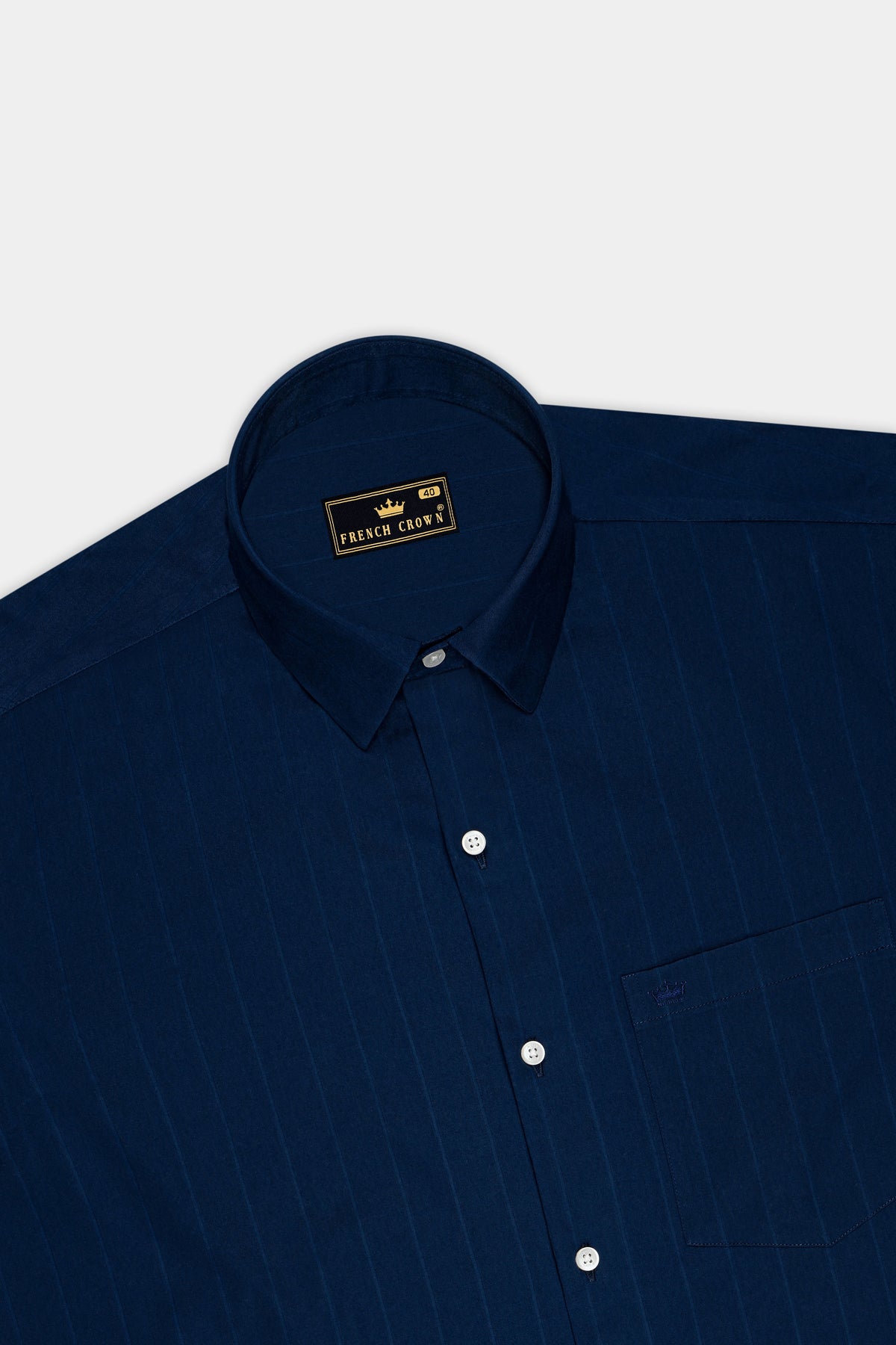Nobilis-Midnight Blue Dobby Striped Premium Giza Cotton Dress Shirt