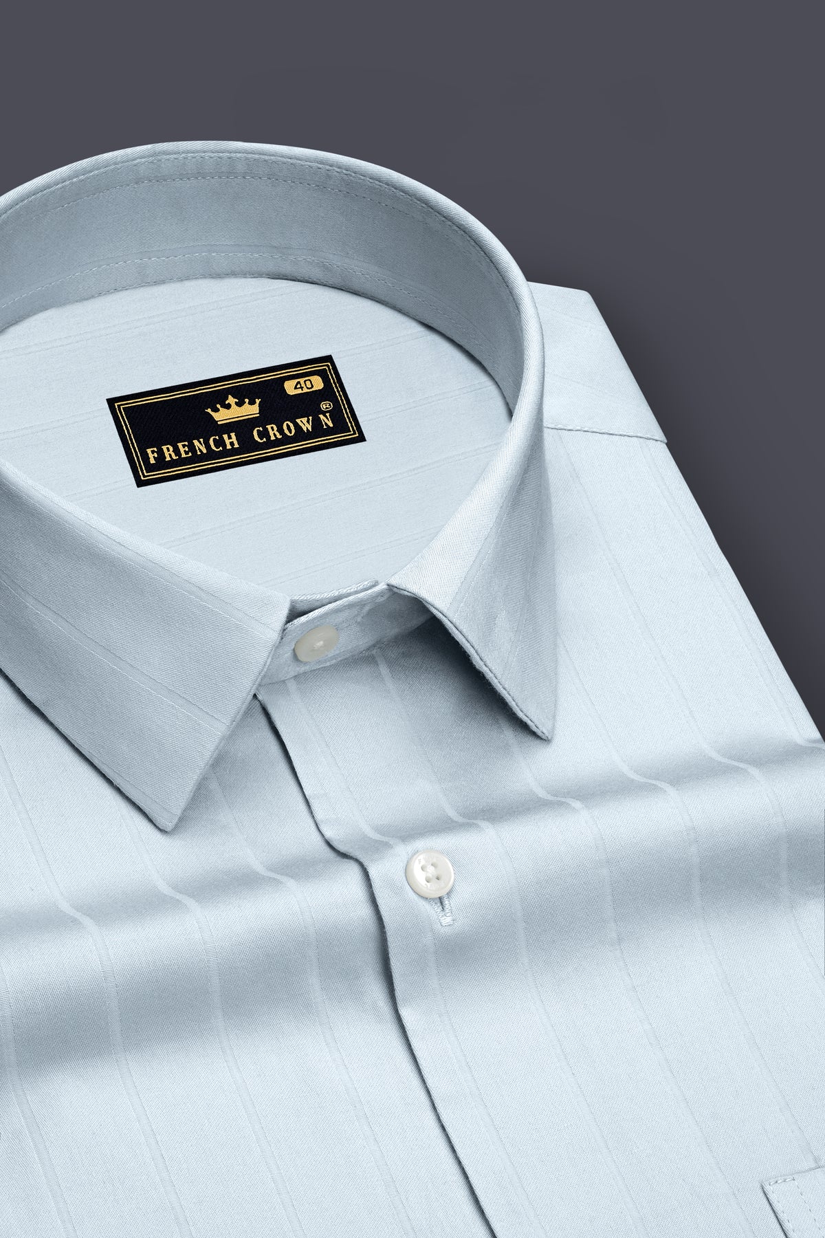 Slate-Iron Gray Dobby Striped Premium Giza Cotton Dress Shirt